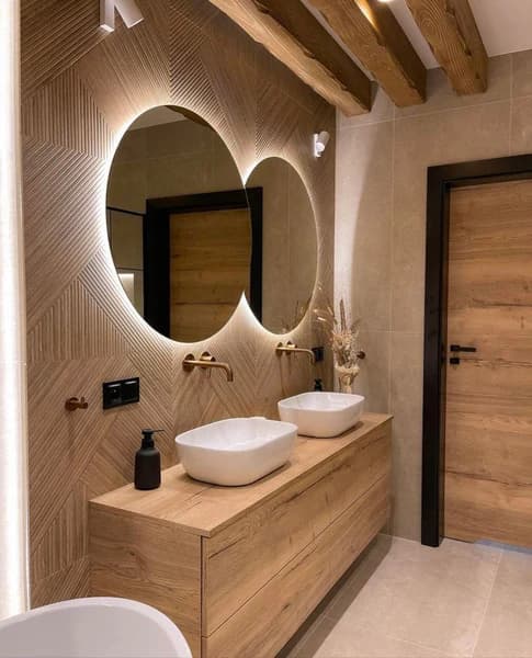 Updated bathroom vanity and mirror after a small renovation