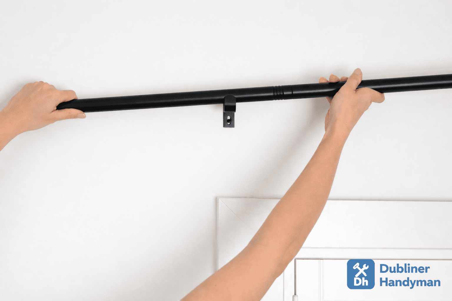 Bracket and rail installed and being aligned