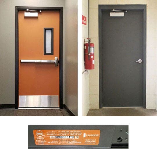Fire-rated door with label