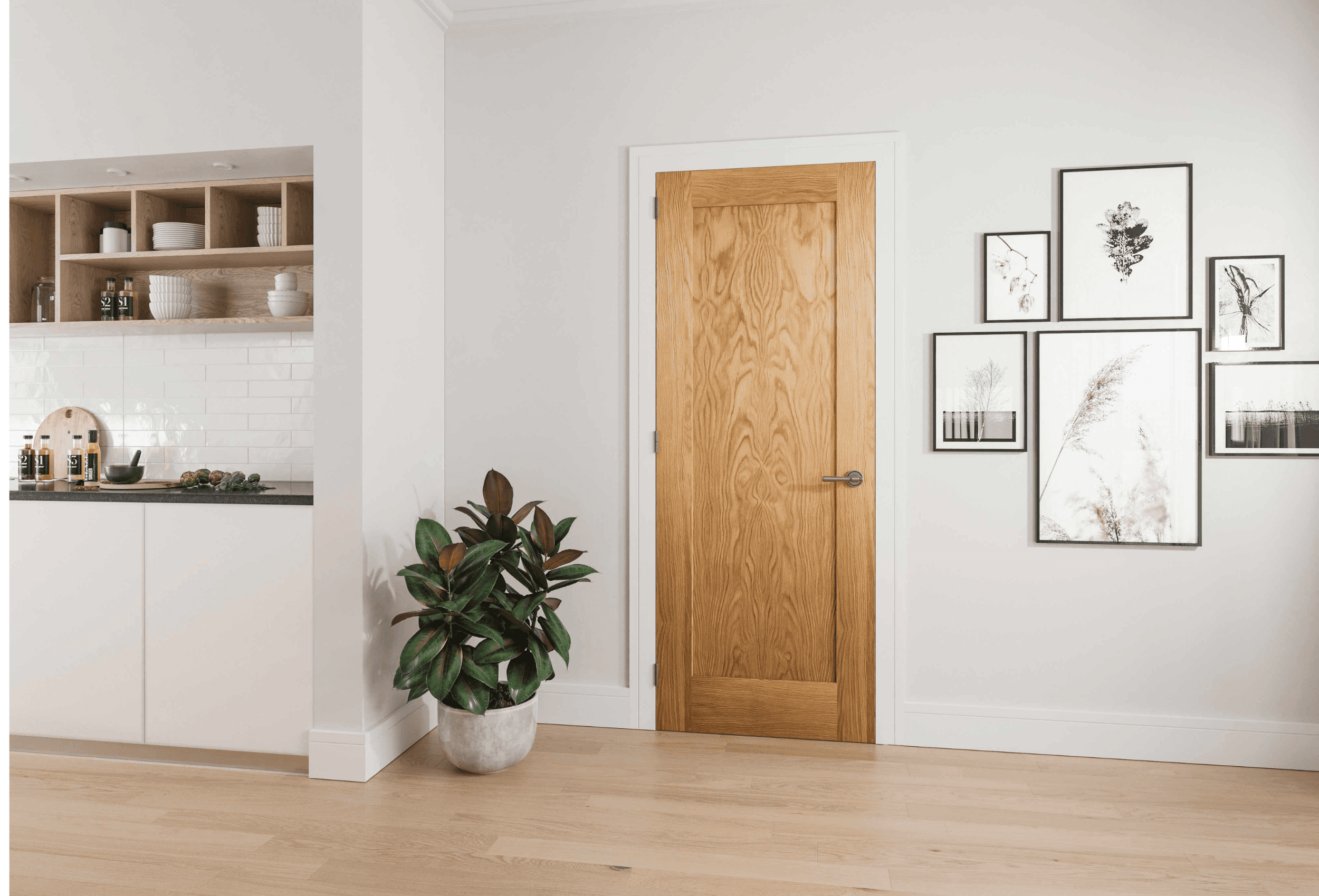 Internal wooden door being fitted