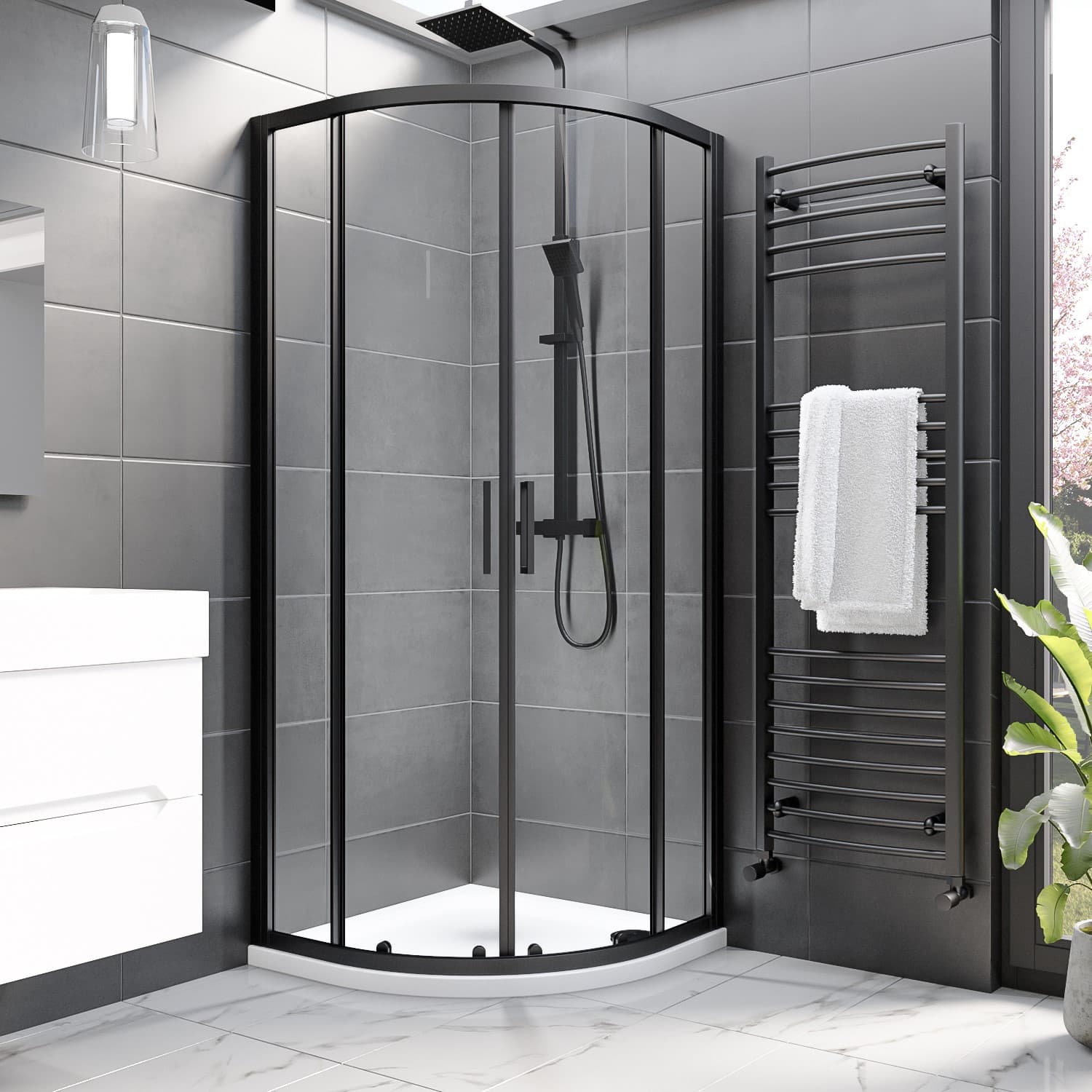 Shower enclosure glass door