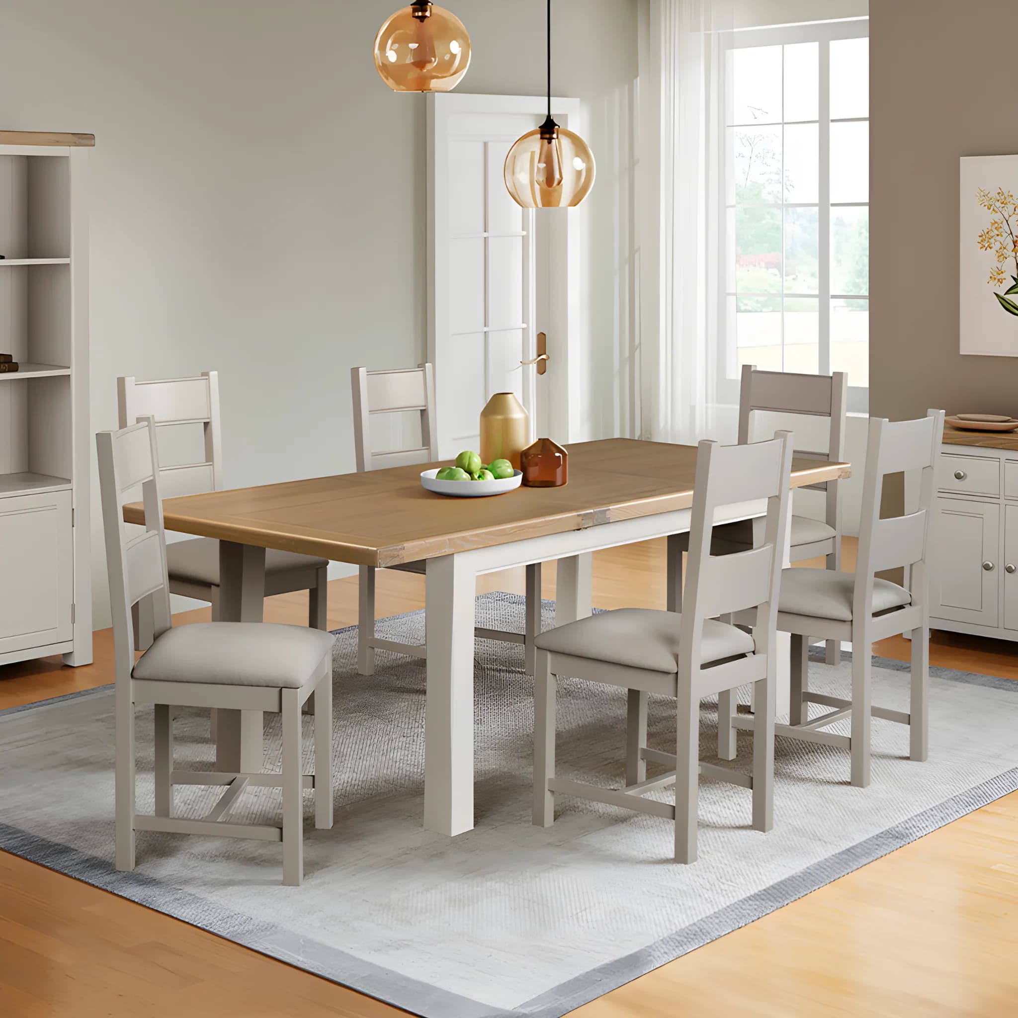 Dining table and chairs assembled