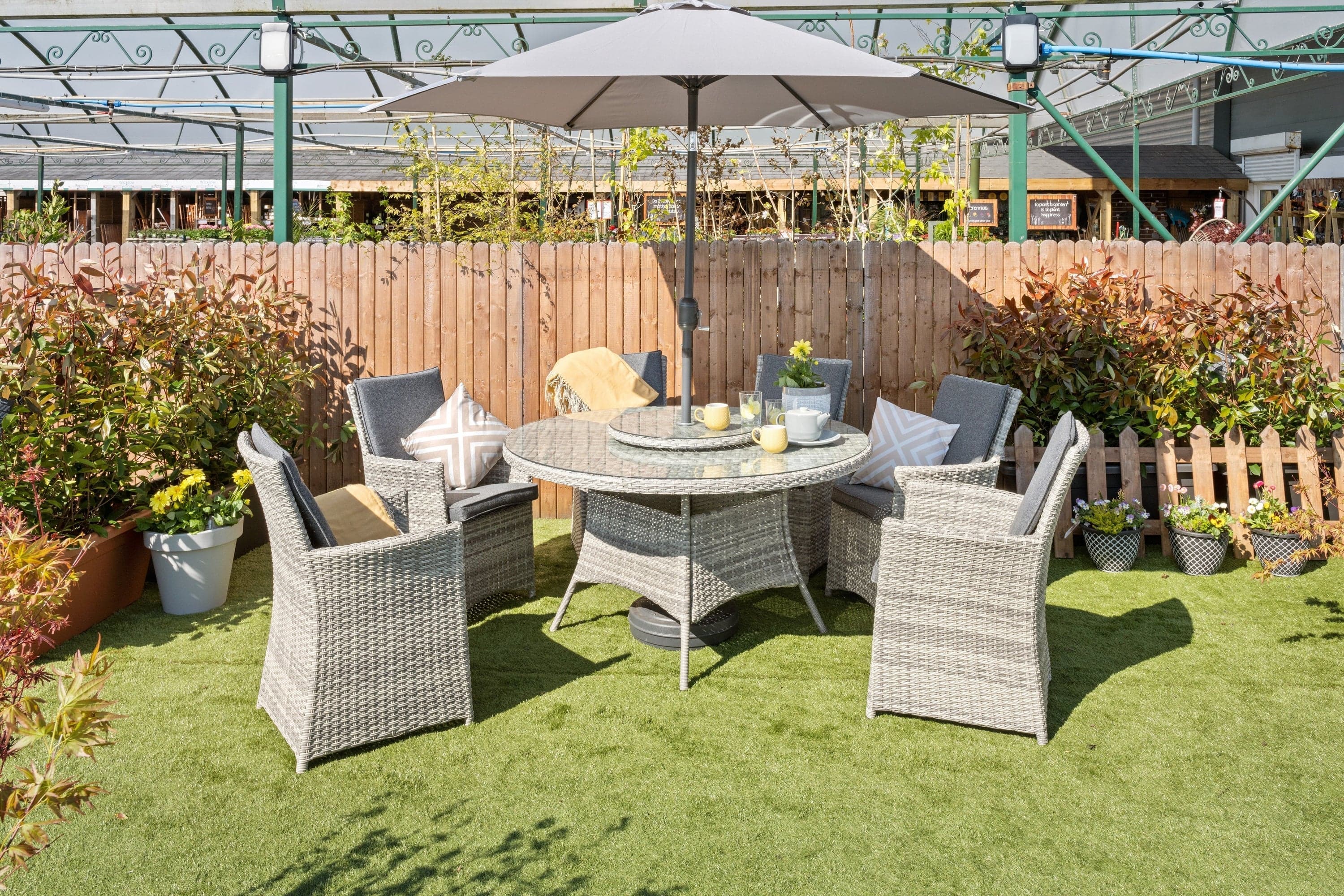 Garden furniture assembled on patio