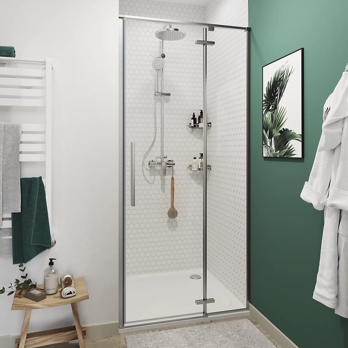 Frameless hinged shower door