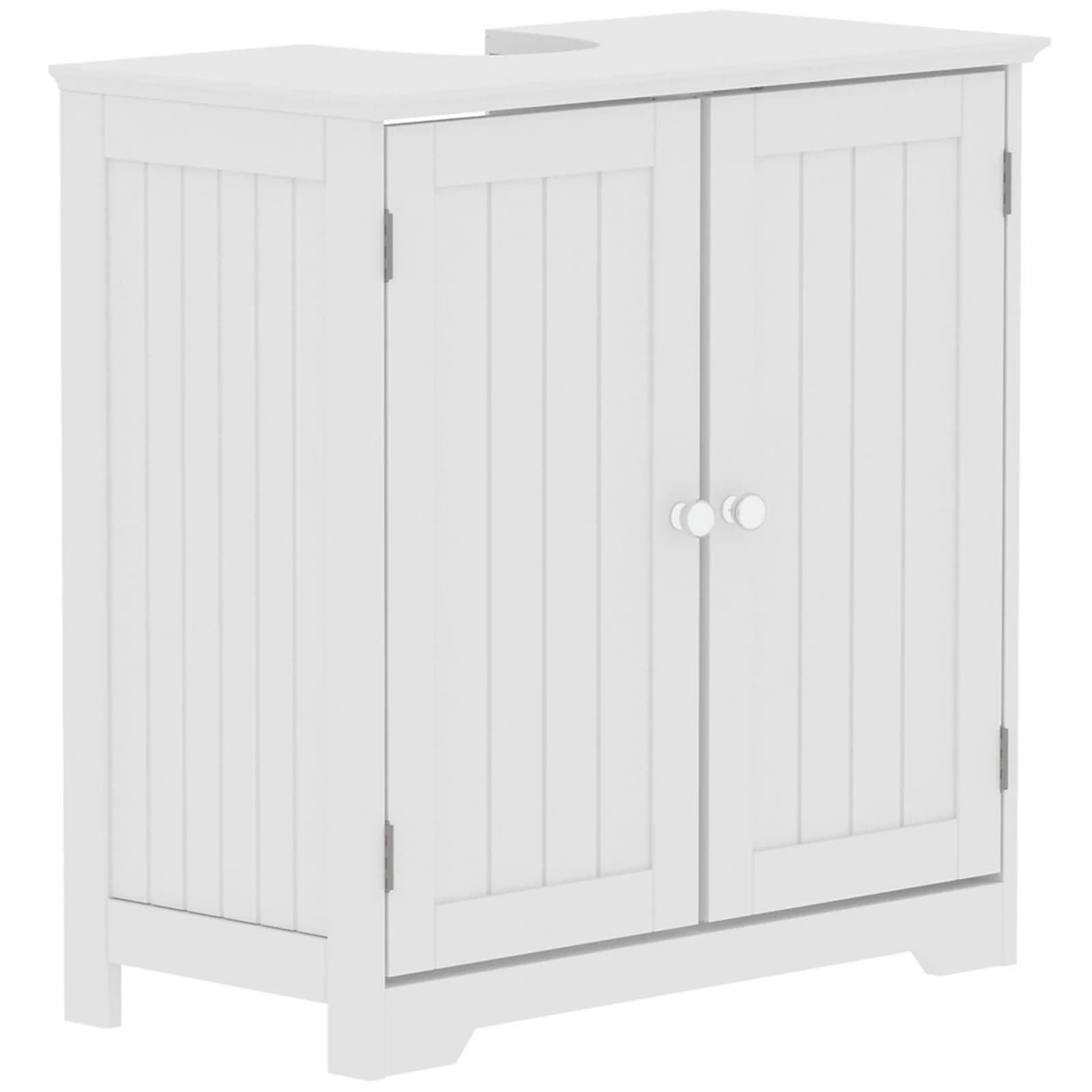 Hayle Matt White Freestanding Double Bathroom Sink Cabinet