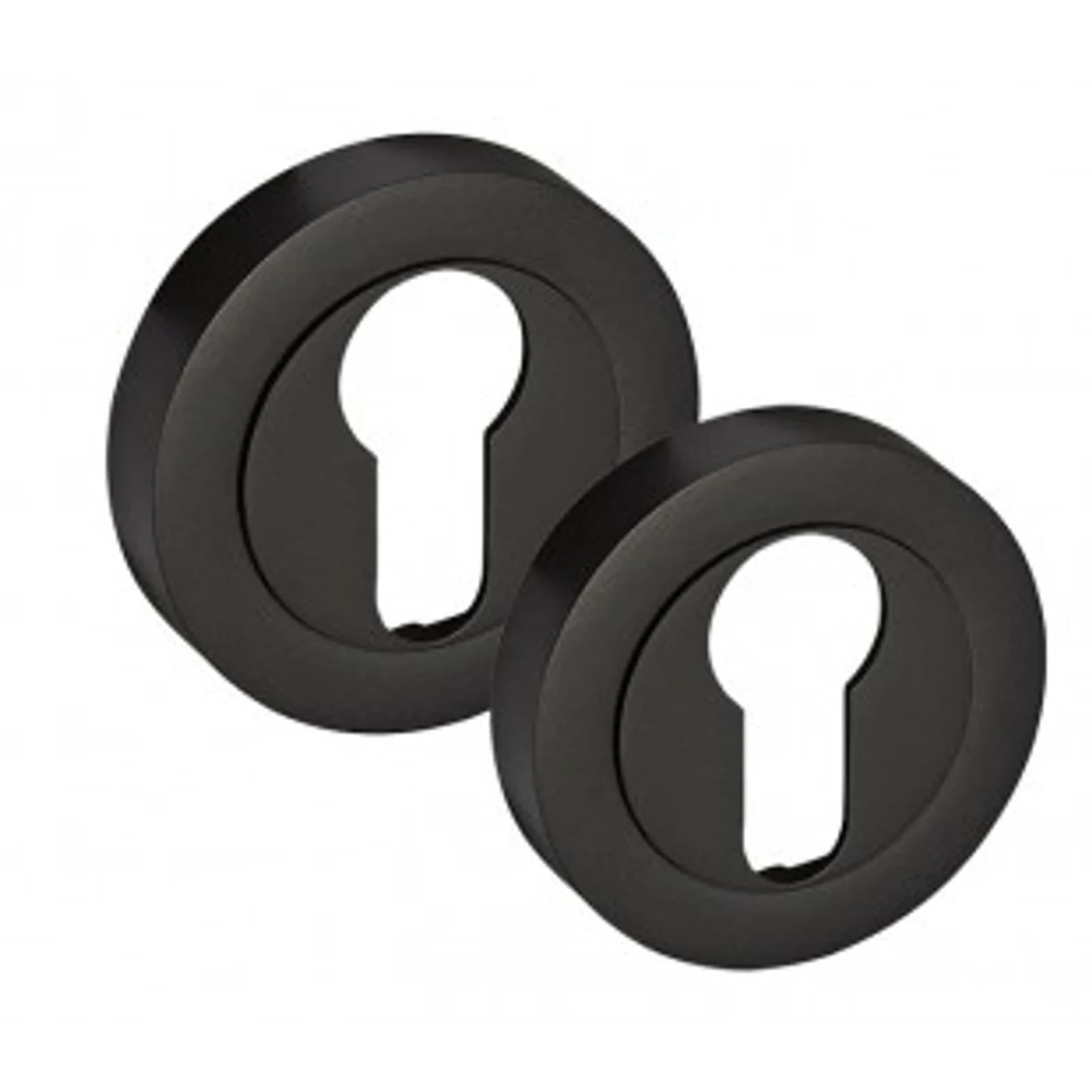 Euro Keyhole Cover Pair In Matte Black Euro Profile Escutcheons