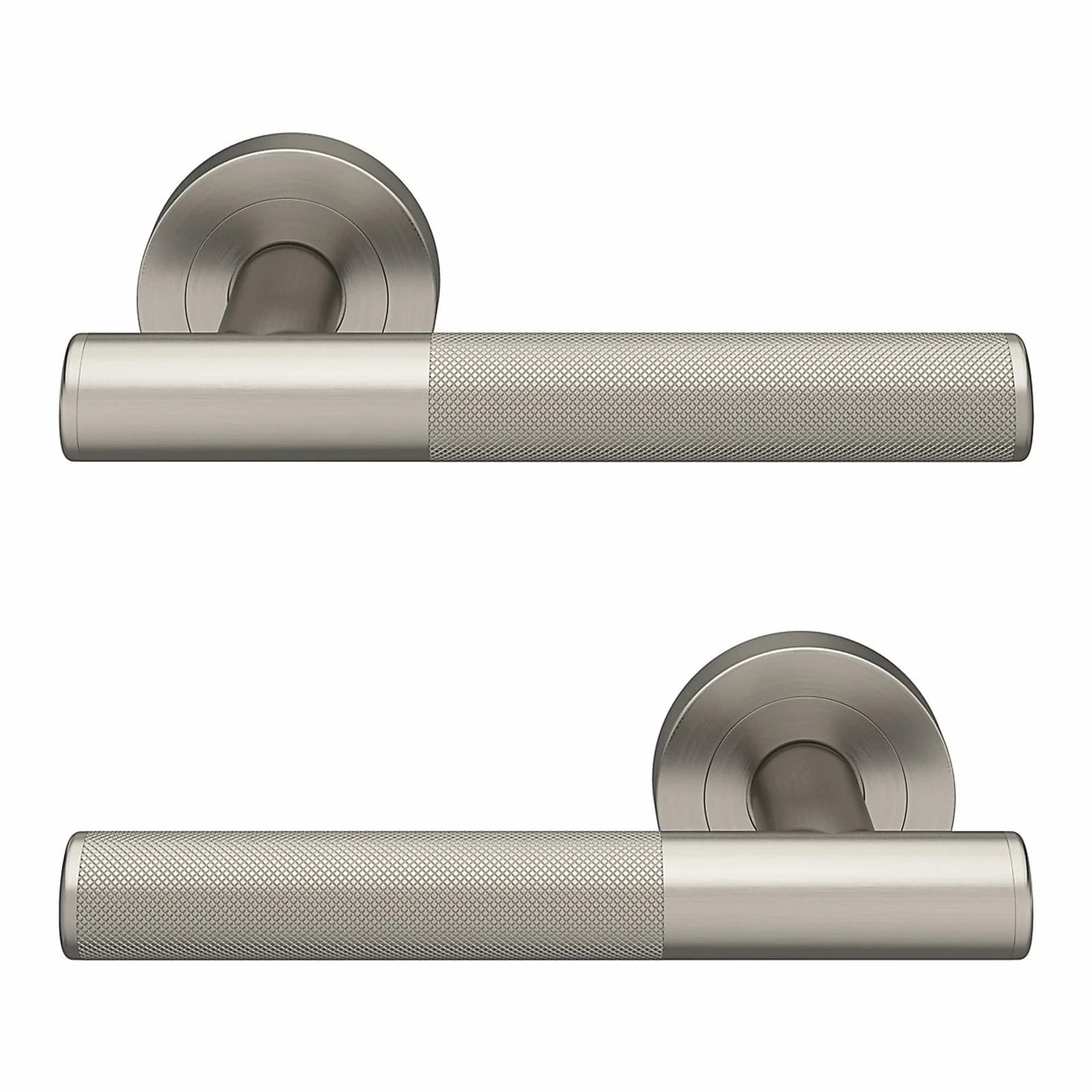 Goodhome Irus Brushed Nickel Effect Round Latch Door Handle, Pair