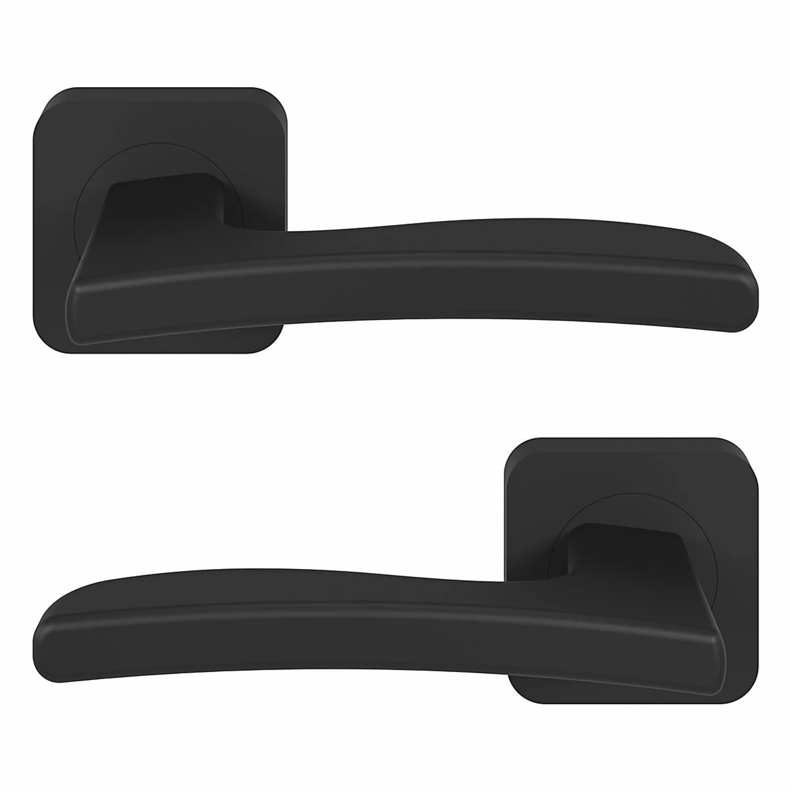 Goodhome Irvil Jet Black Square Latch Door Handle, Pair