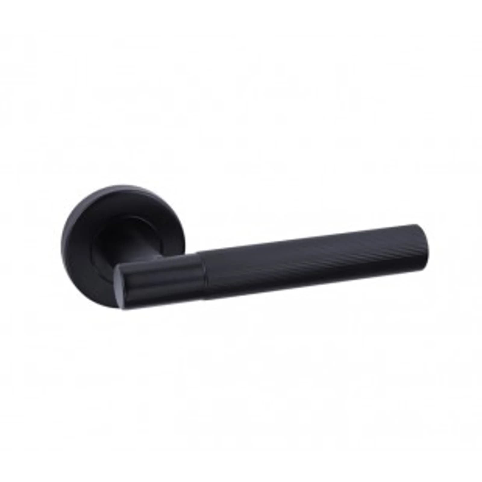 Knurled Door Handles With Straight-lines In Satin Black