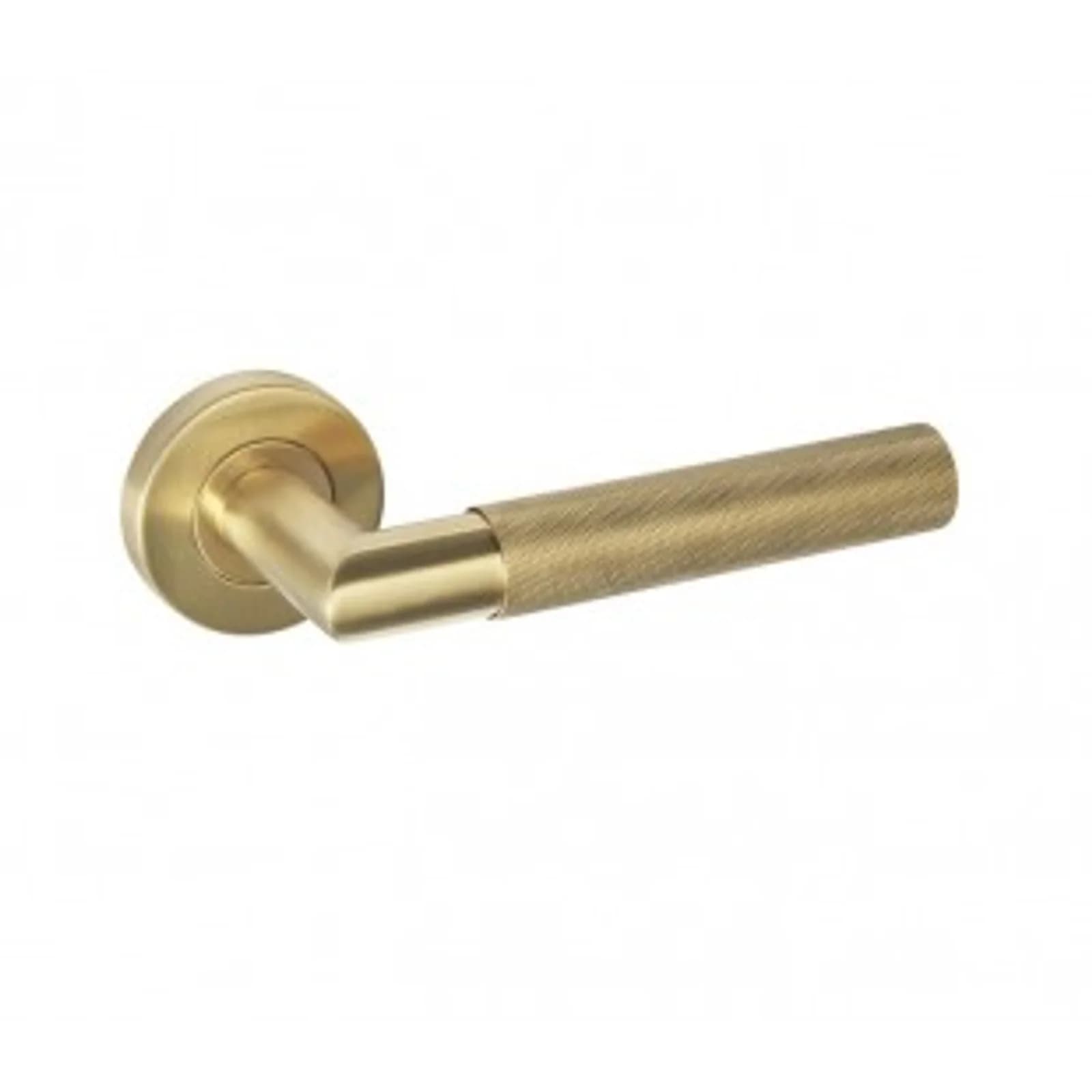 Satin Brass Door Handles With Knurled Handles