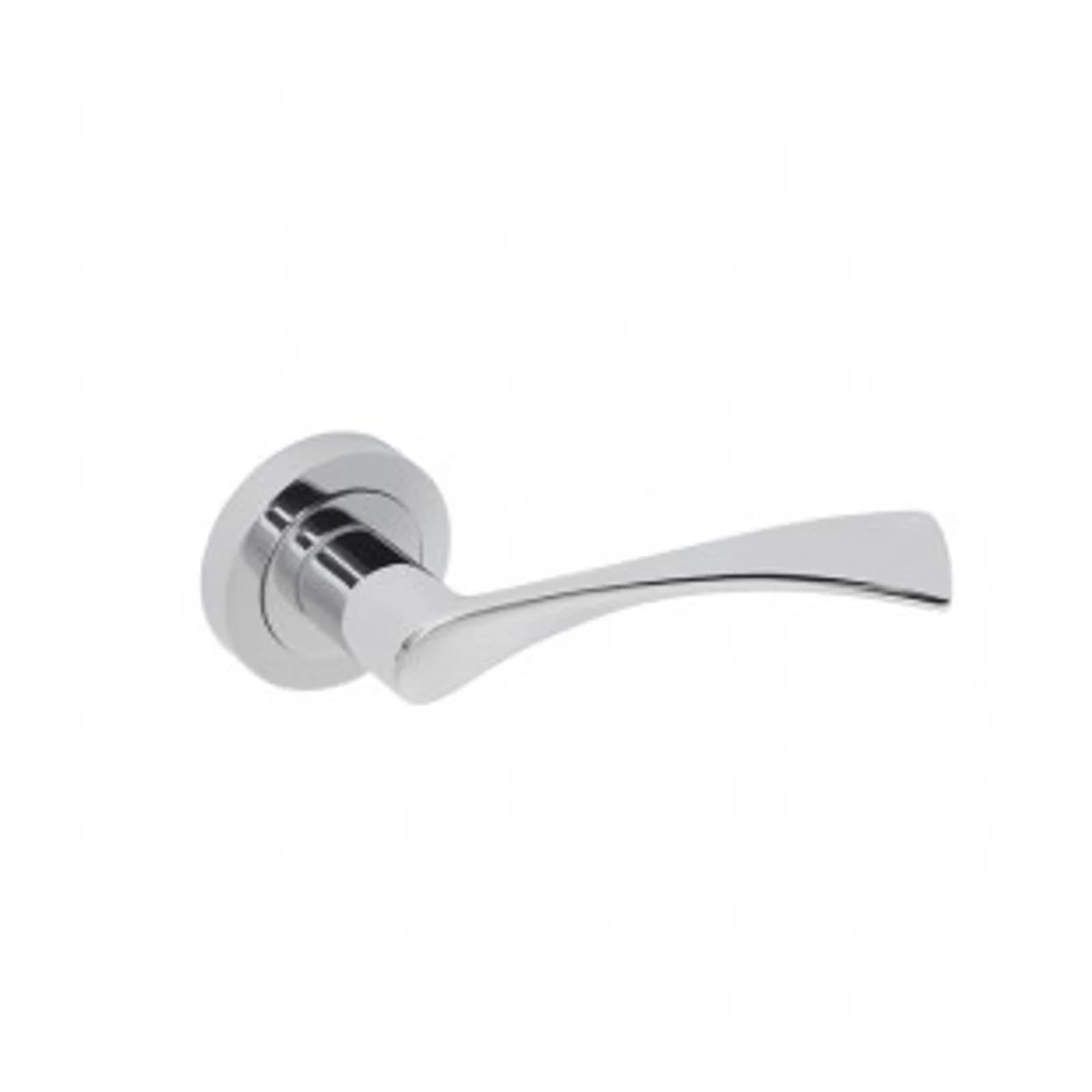 Polished Chrome Door Handles With Curved Wing Lever