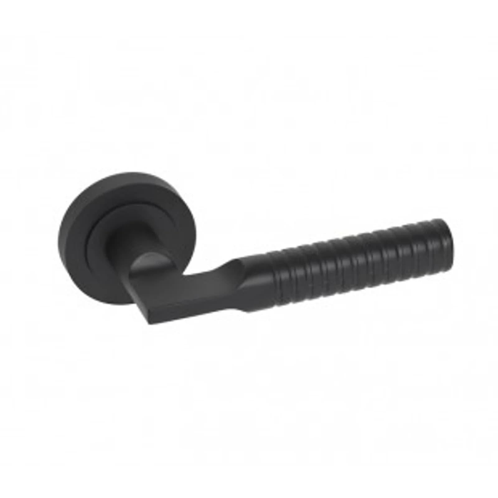 Black Unique Door Handles With Ribbed Lever