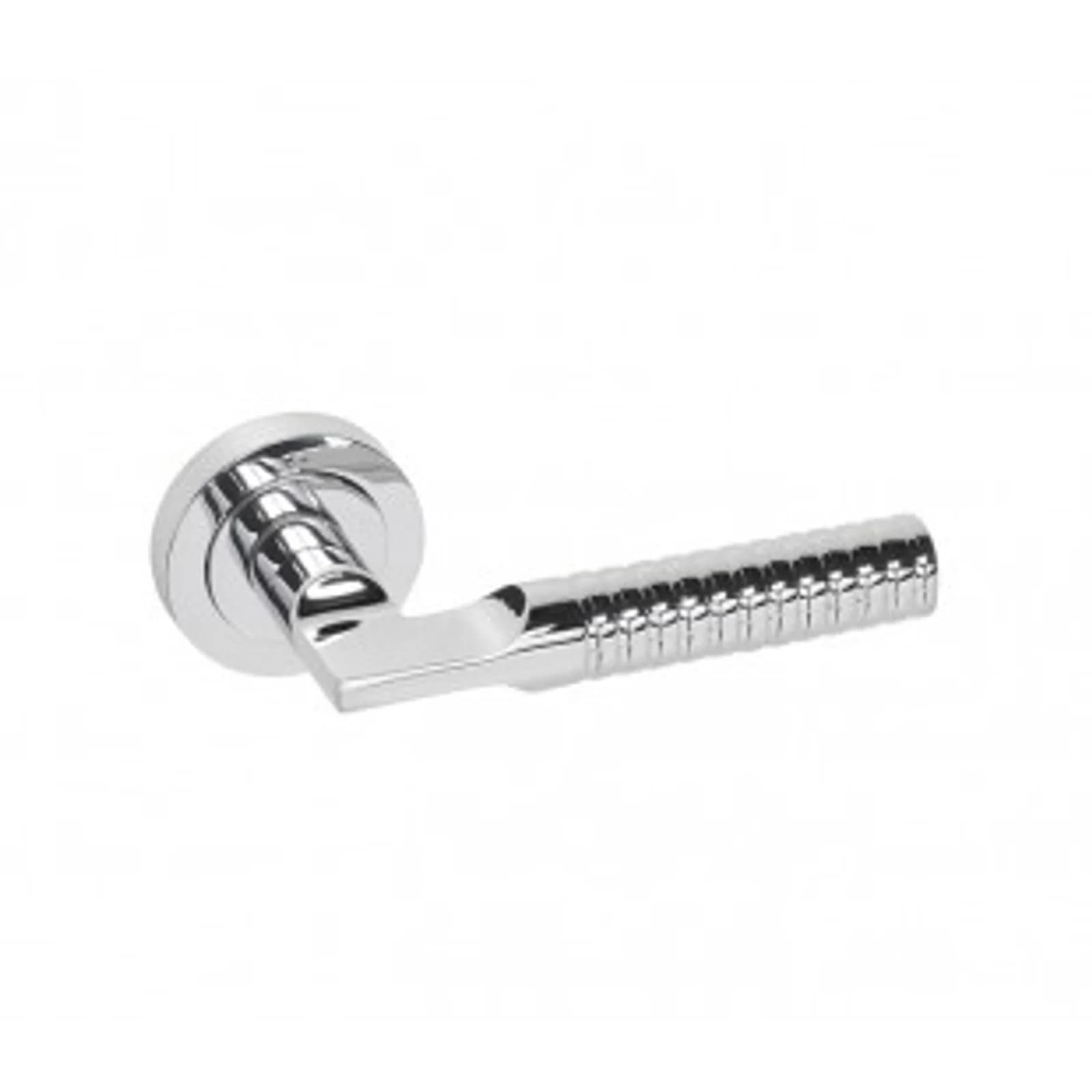 Polished Chrome Unique Door Handles With Ribbed Lever