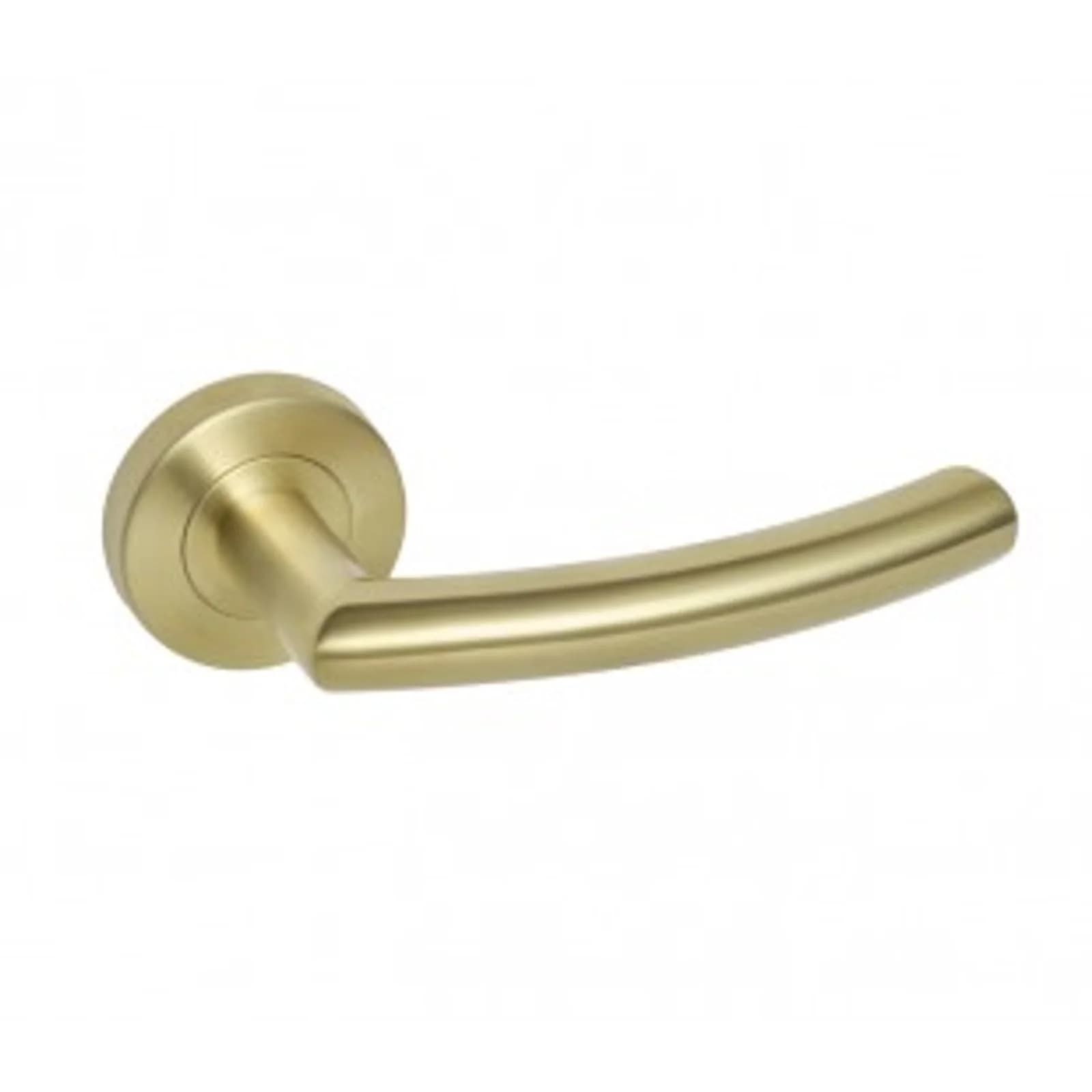 Satin Brass Curved Door Handles On Rose