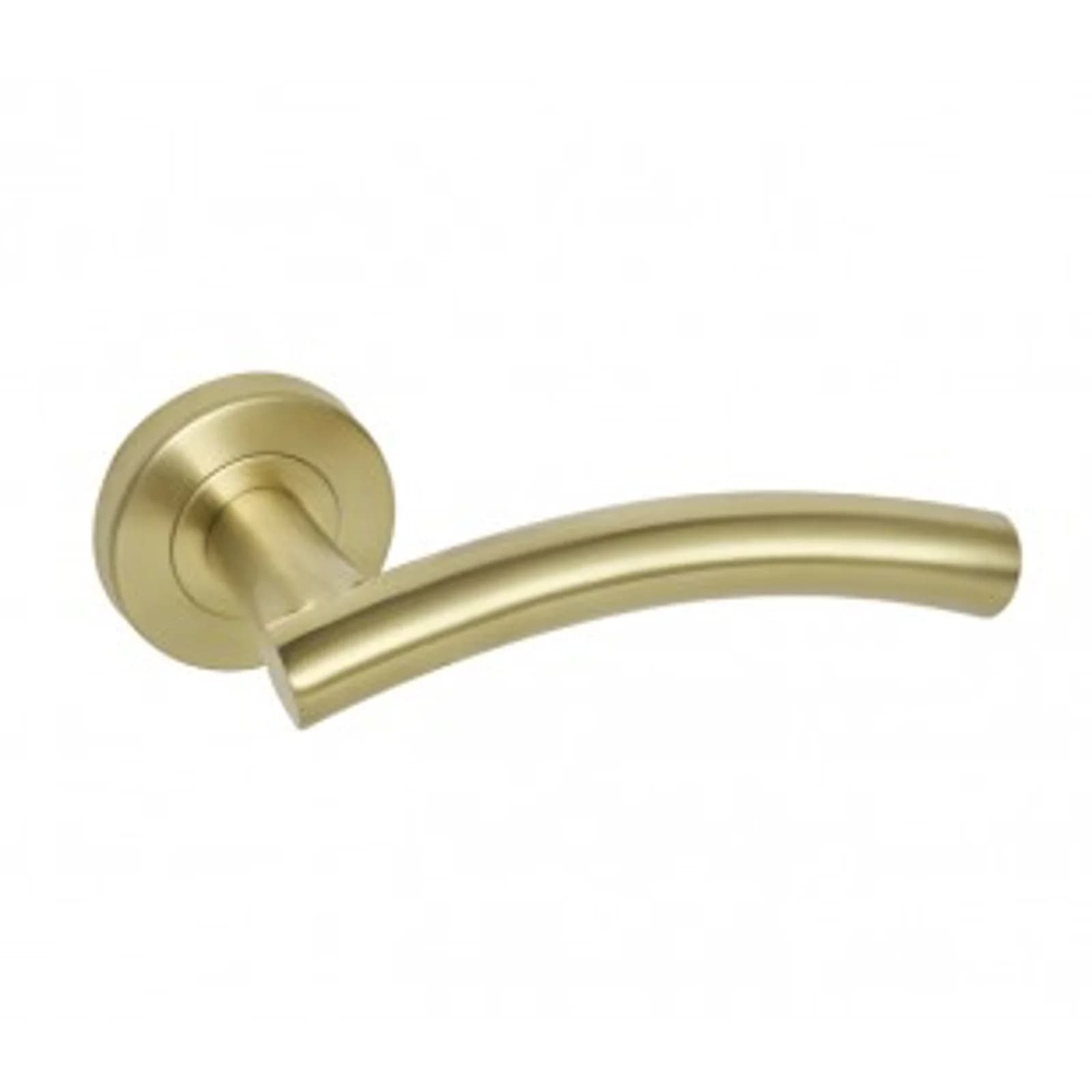 Satin Brass Arched Door Handles On Rose