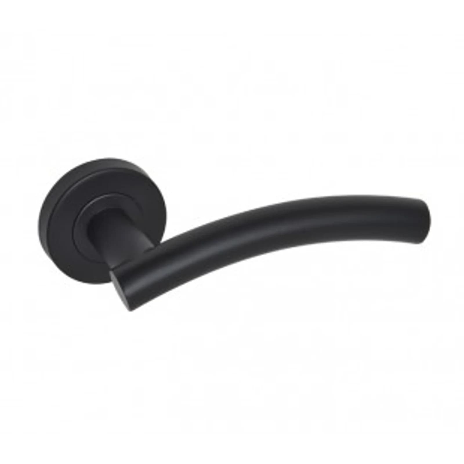 Matte Black Arched Door Handles On Rose