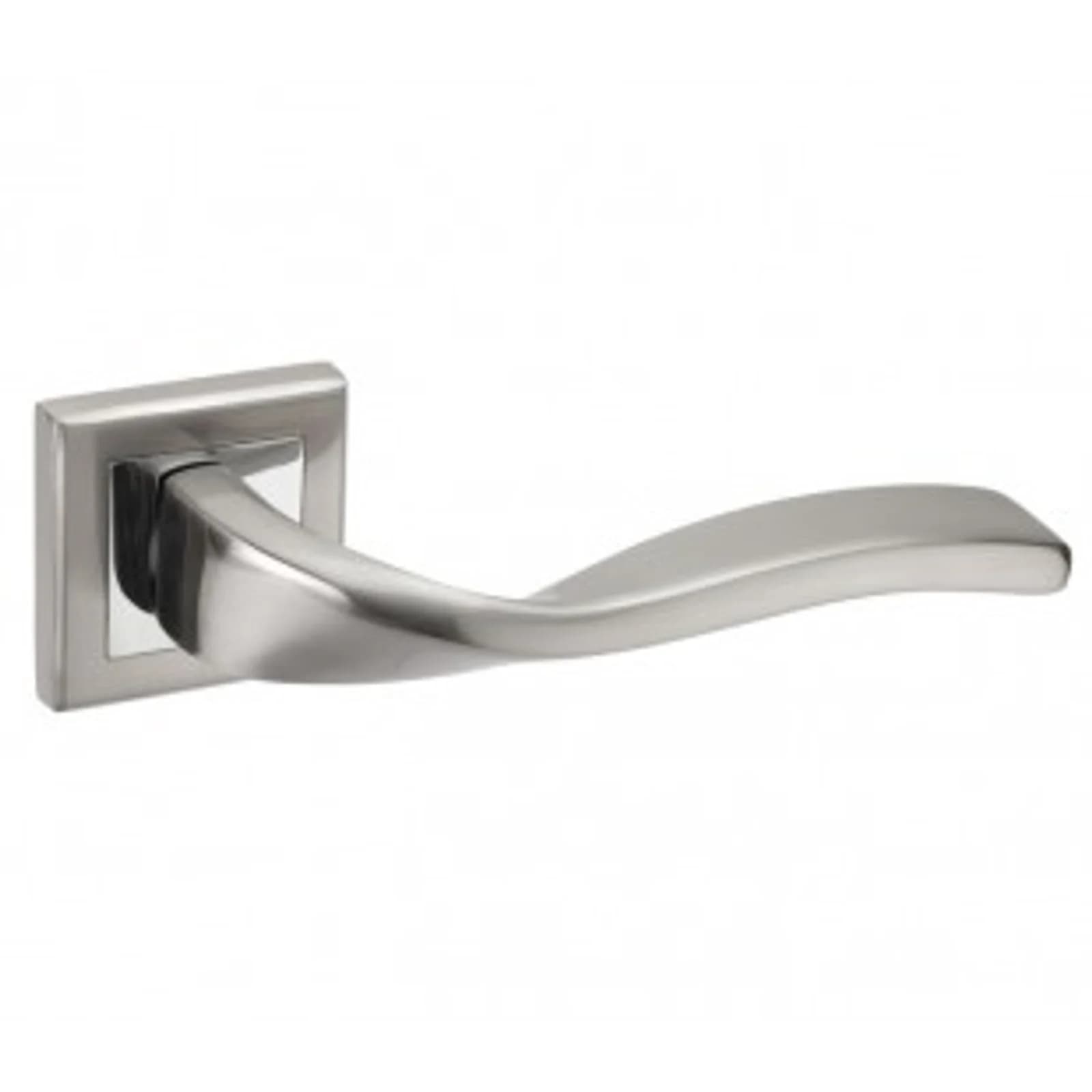 Square Door Handles With Square Rose And Duo Chrome Finish