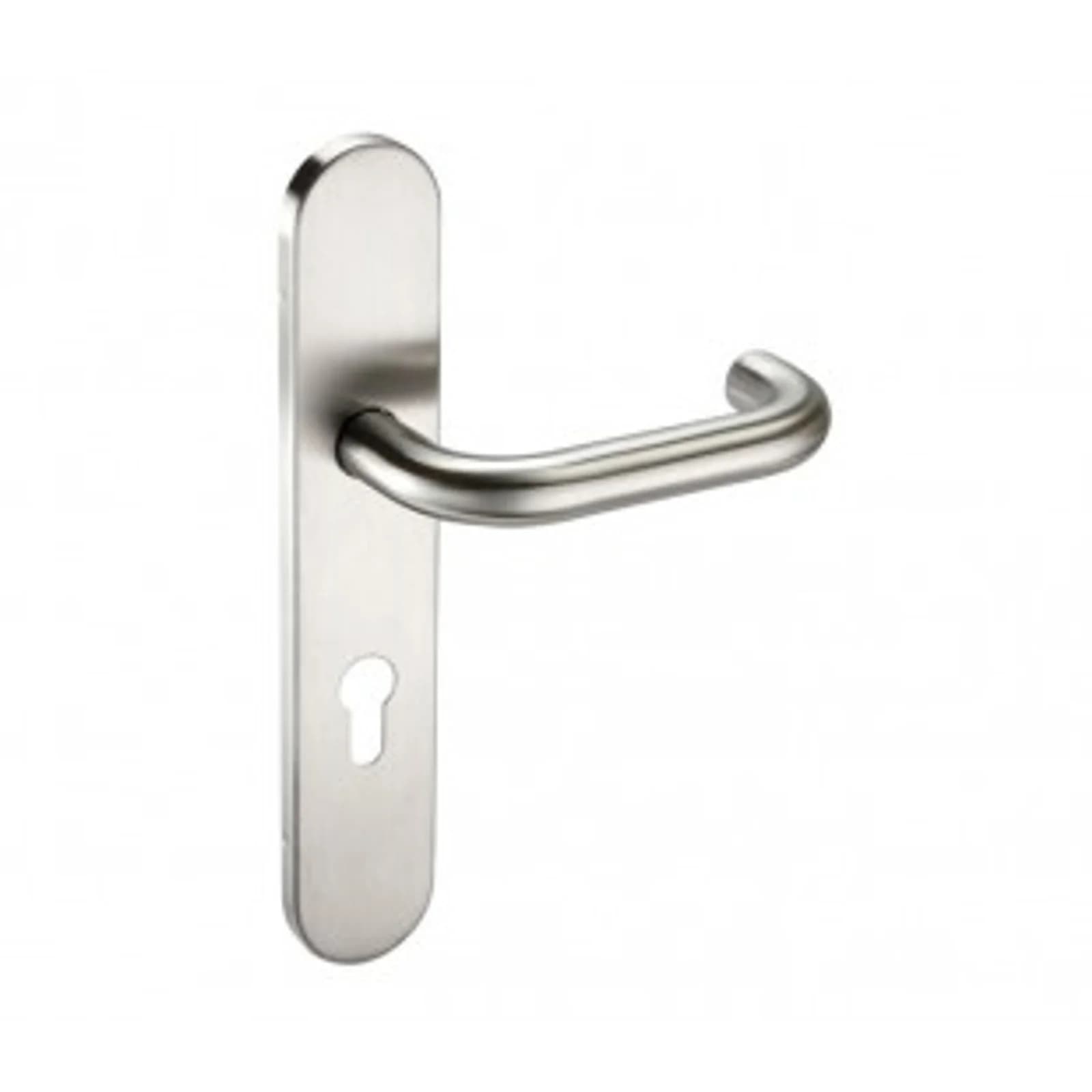 Satin Stainless Steel Euro Lock Door Handles On Backplate