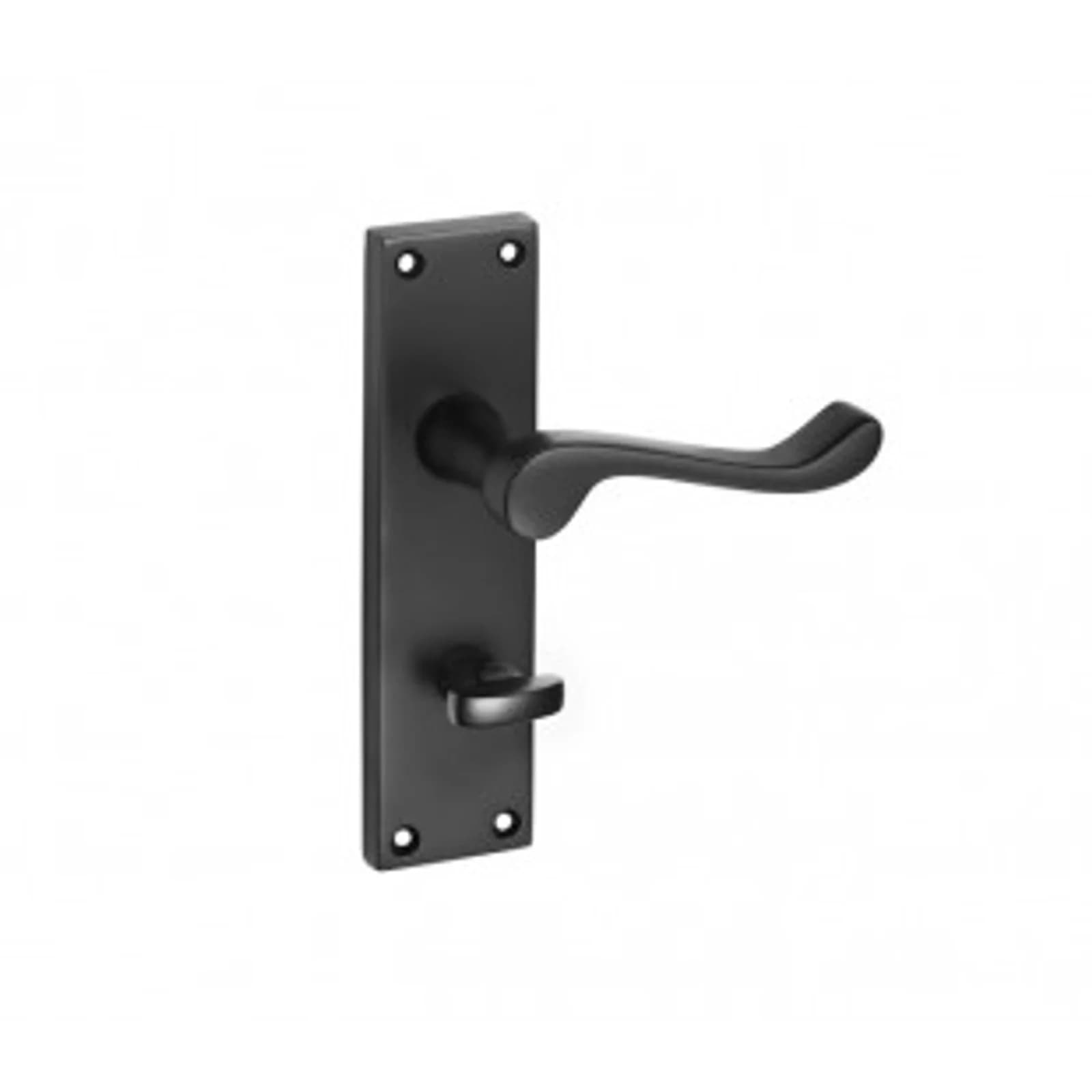 Matte Black Victorian Door Handles On Bathroom Lock Backplate