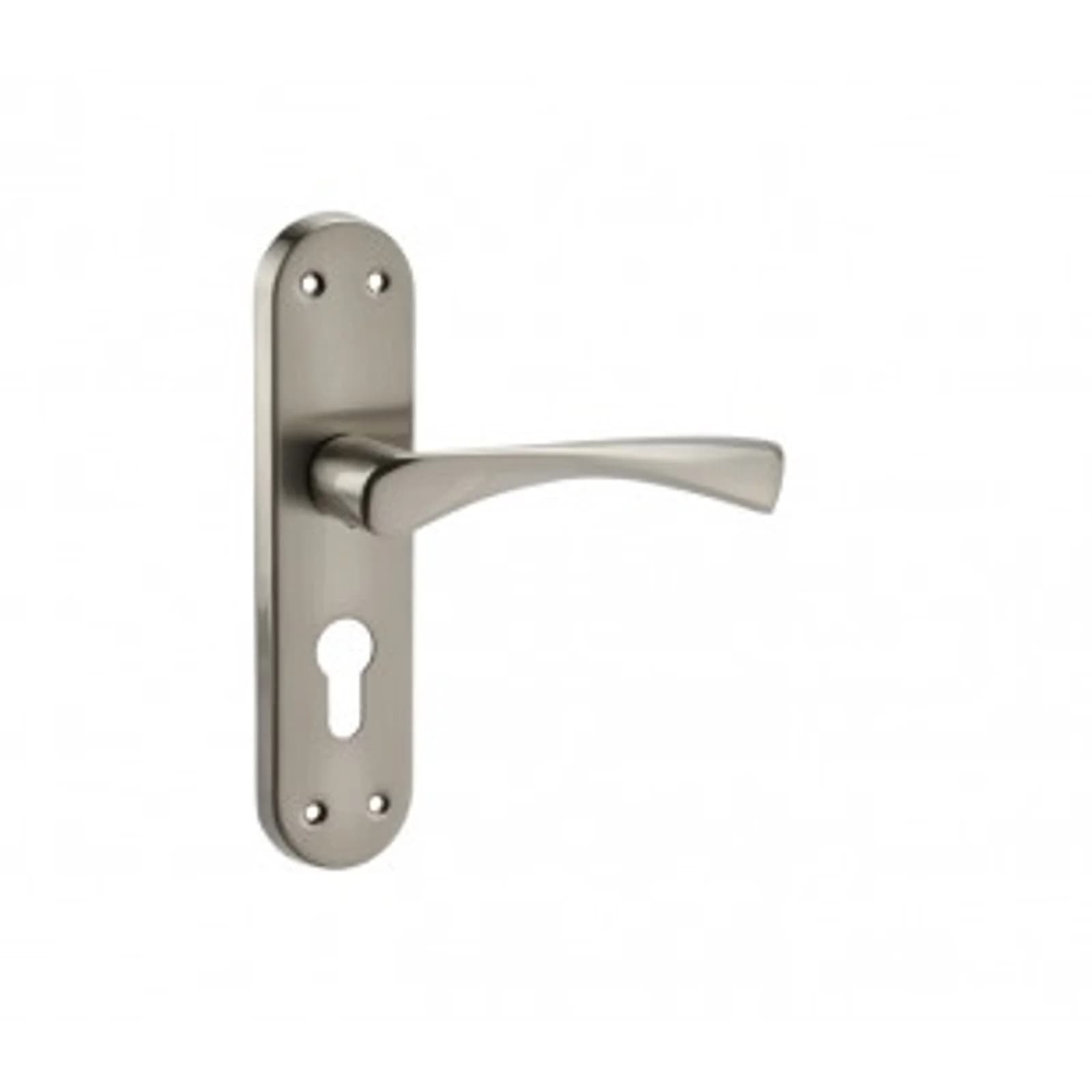 Euro Lock Door Handles On Backplate In Satin Chrome Finish