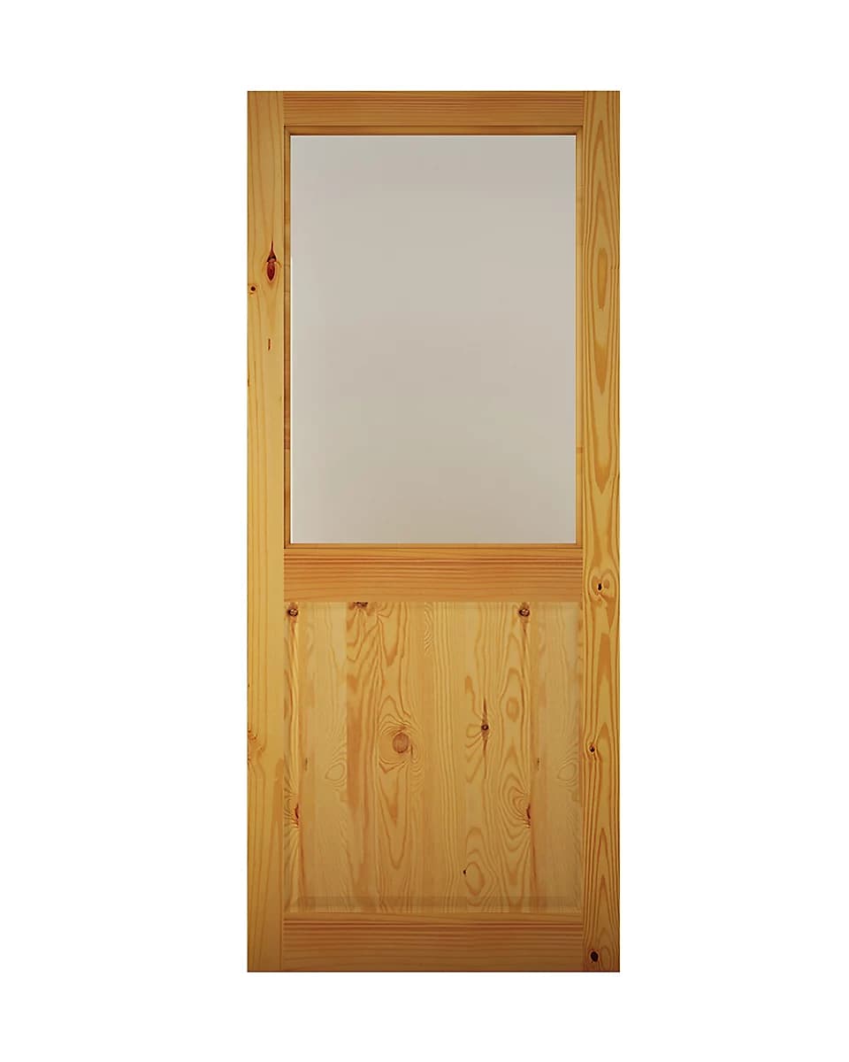 2 Panel Glazed Wooden Pine Veneer External Glass Door Back Door