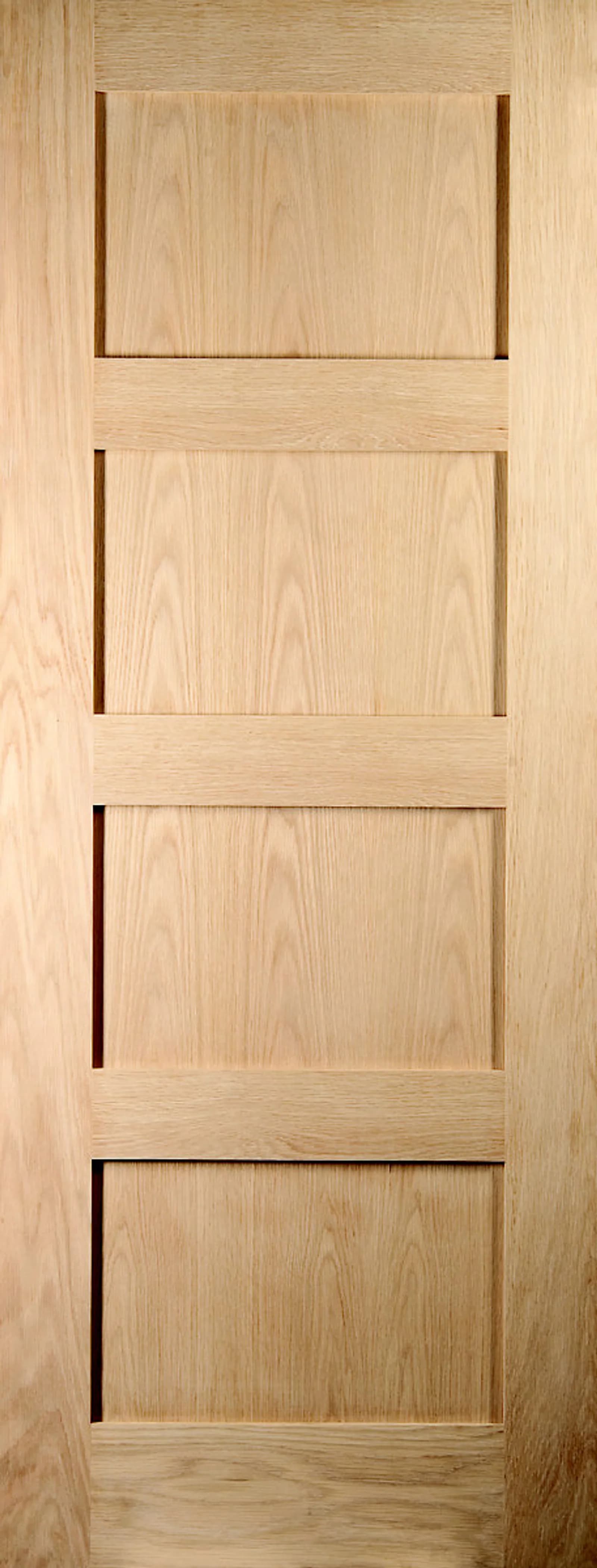 Fortia 4 Panel Unglazed Shaker Natural Oak Veneer Internal Timber Door