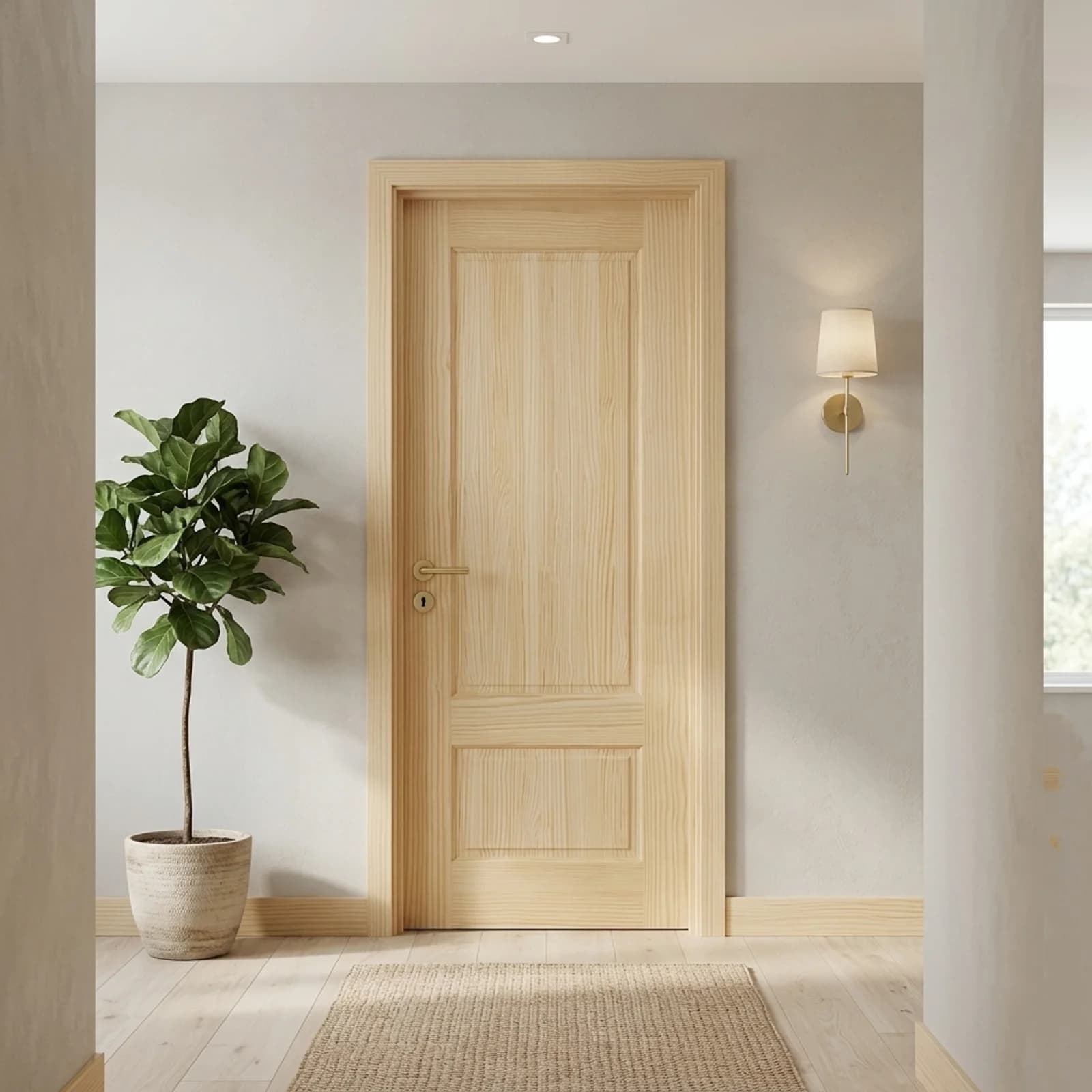 Fortia 2 Panel Unglazed Contemporary Pine Veneer Internal Clear Pine Door