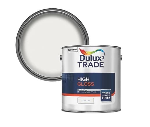 Dulux Trade 2.5ltr Pure Brilliant White High Gloss Solvent-based Trim Paint (83378)