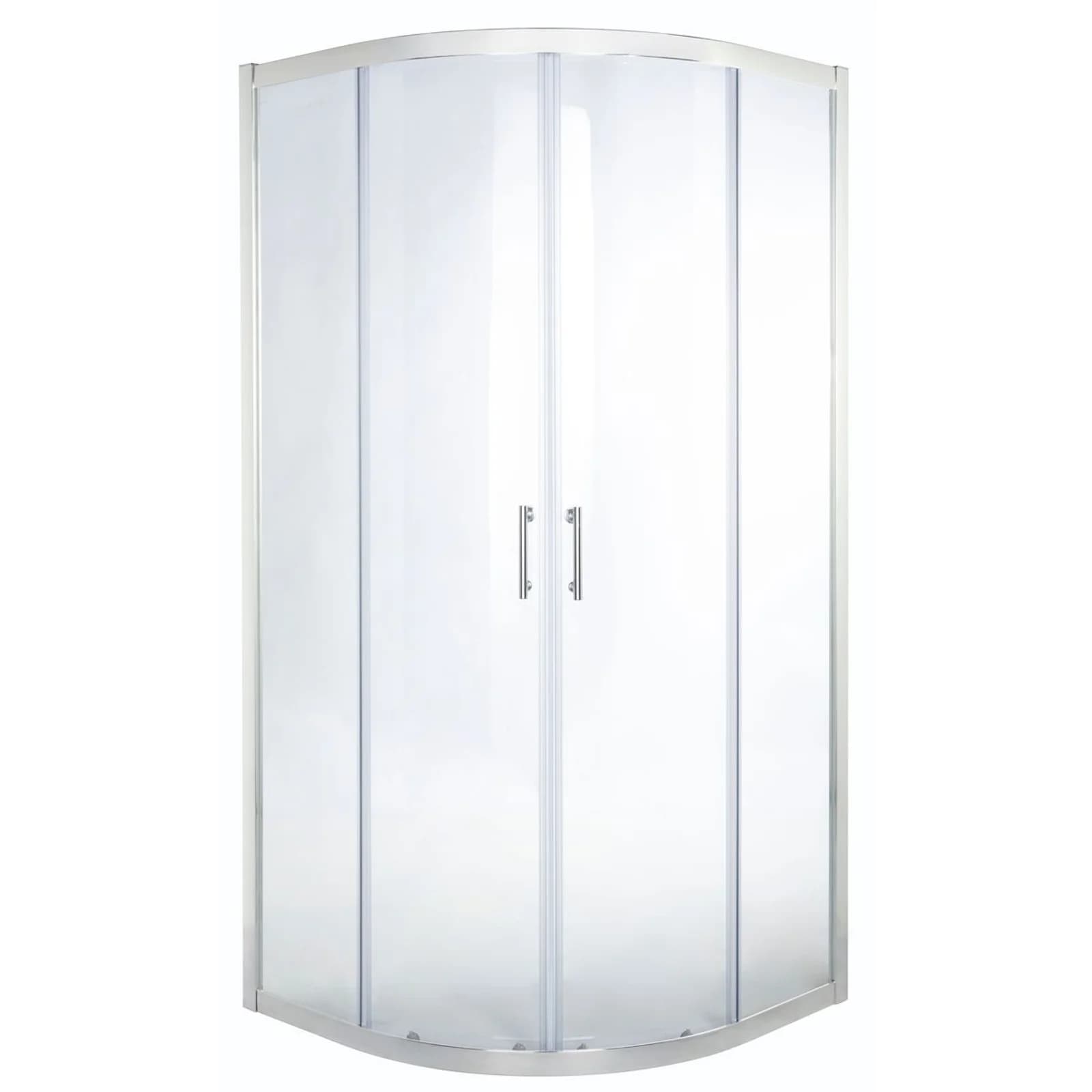 Cooke & Lewis Onega Framed Transparent Silver Effect Quadrant Shower Enclosure - Corner Entry Double Sliding Door