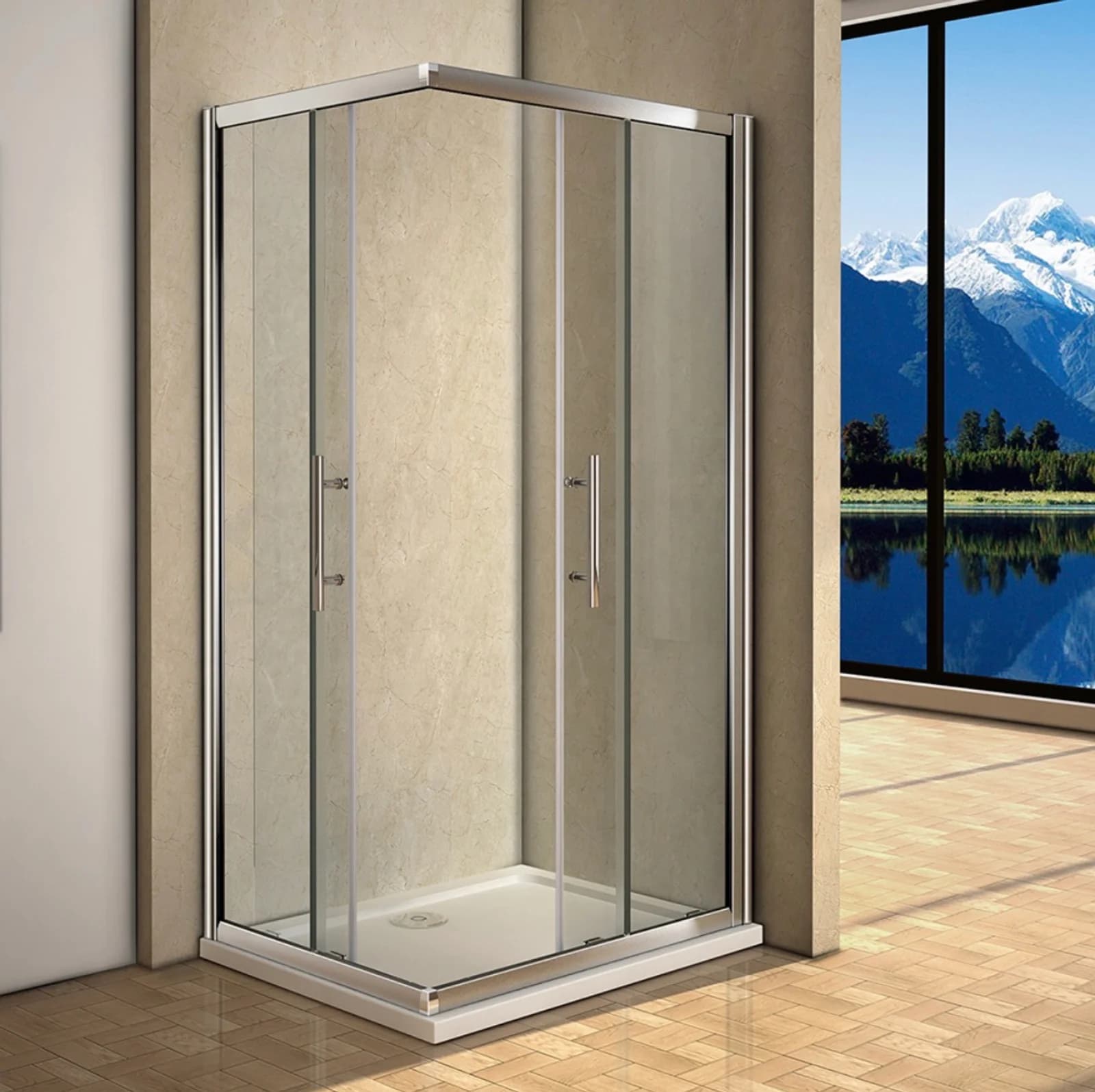 Offset Corner Entry Shower Door 900 X 700