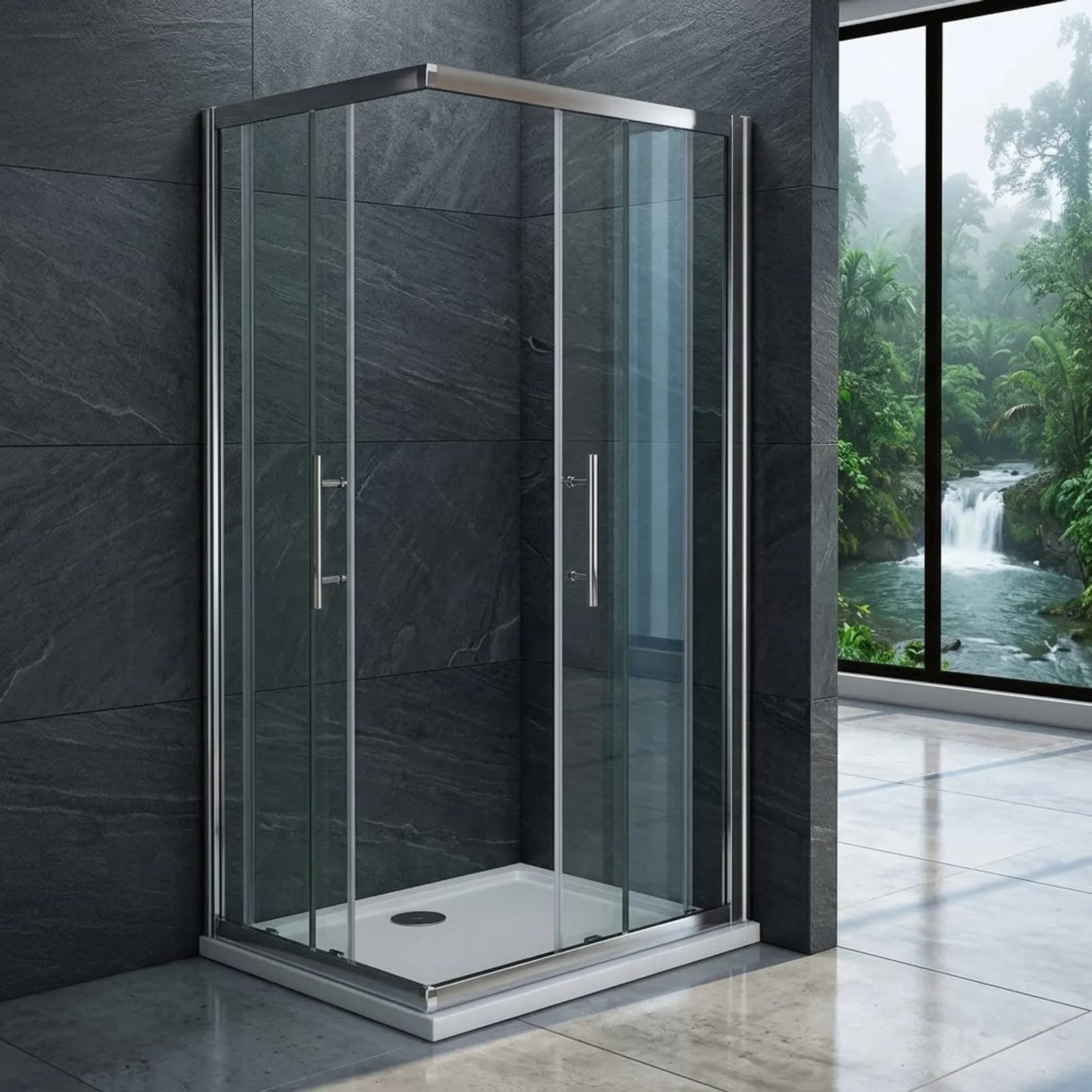 Offset Corner Entry Shower Cubicle 900 X 800mm