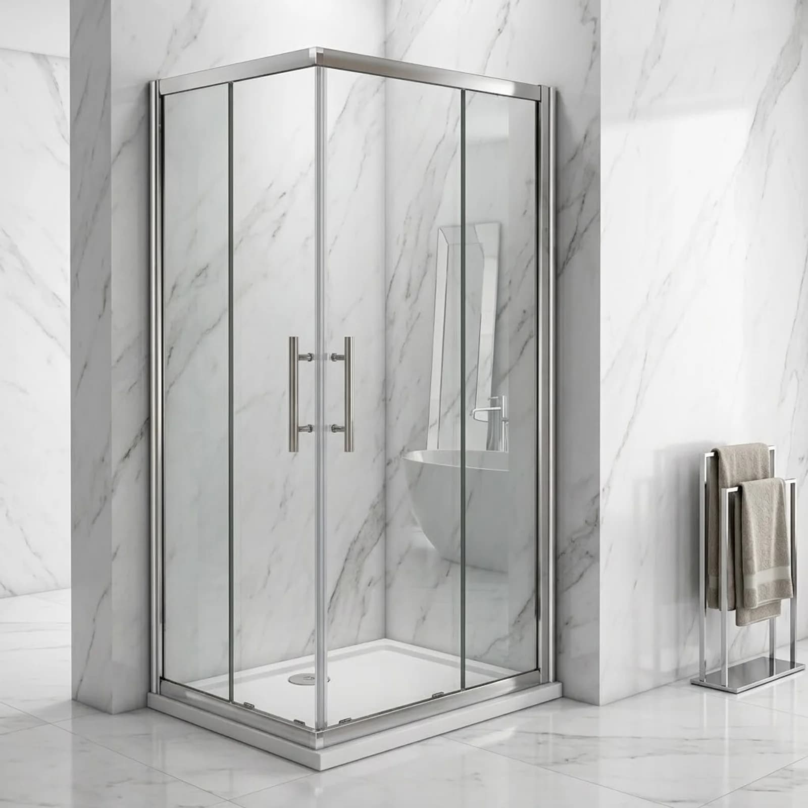 Offset Corner Entry Shower Door 900 X 700