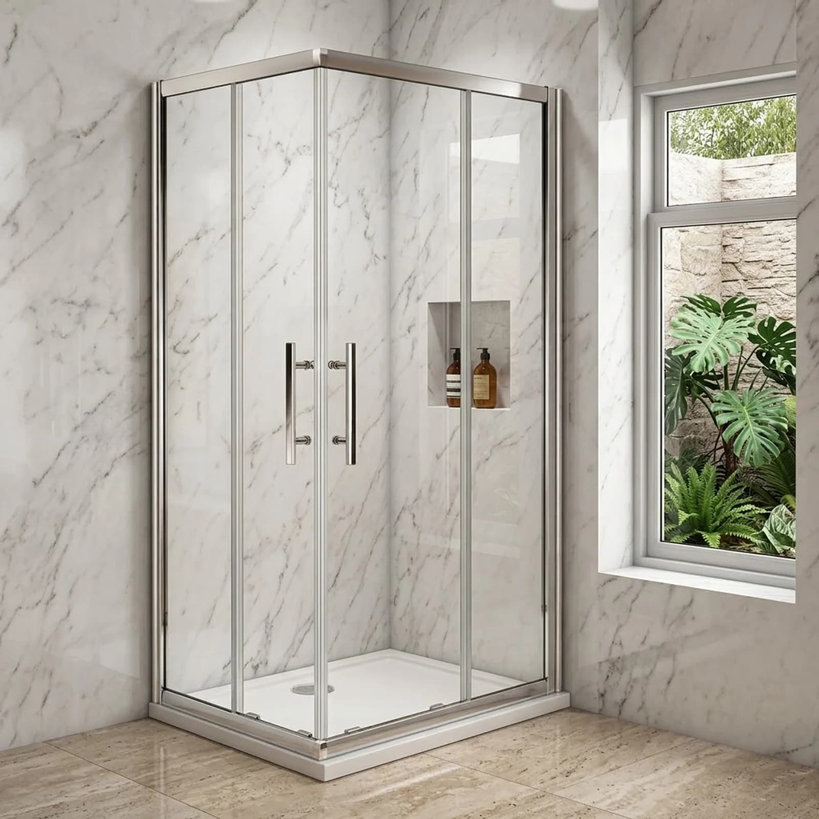 Offset Corner Entry Shower Door 1000 X 760