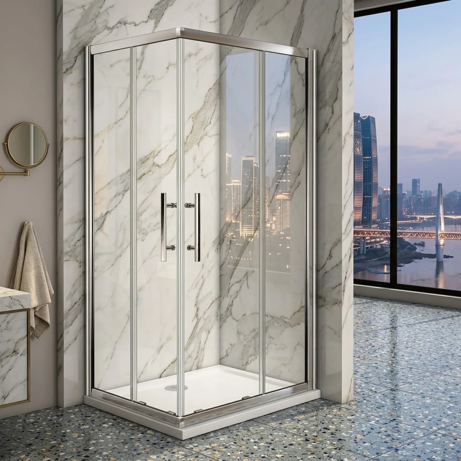 Offset Corner Entry Shower Door 1200 X 700
