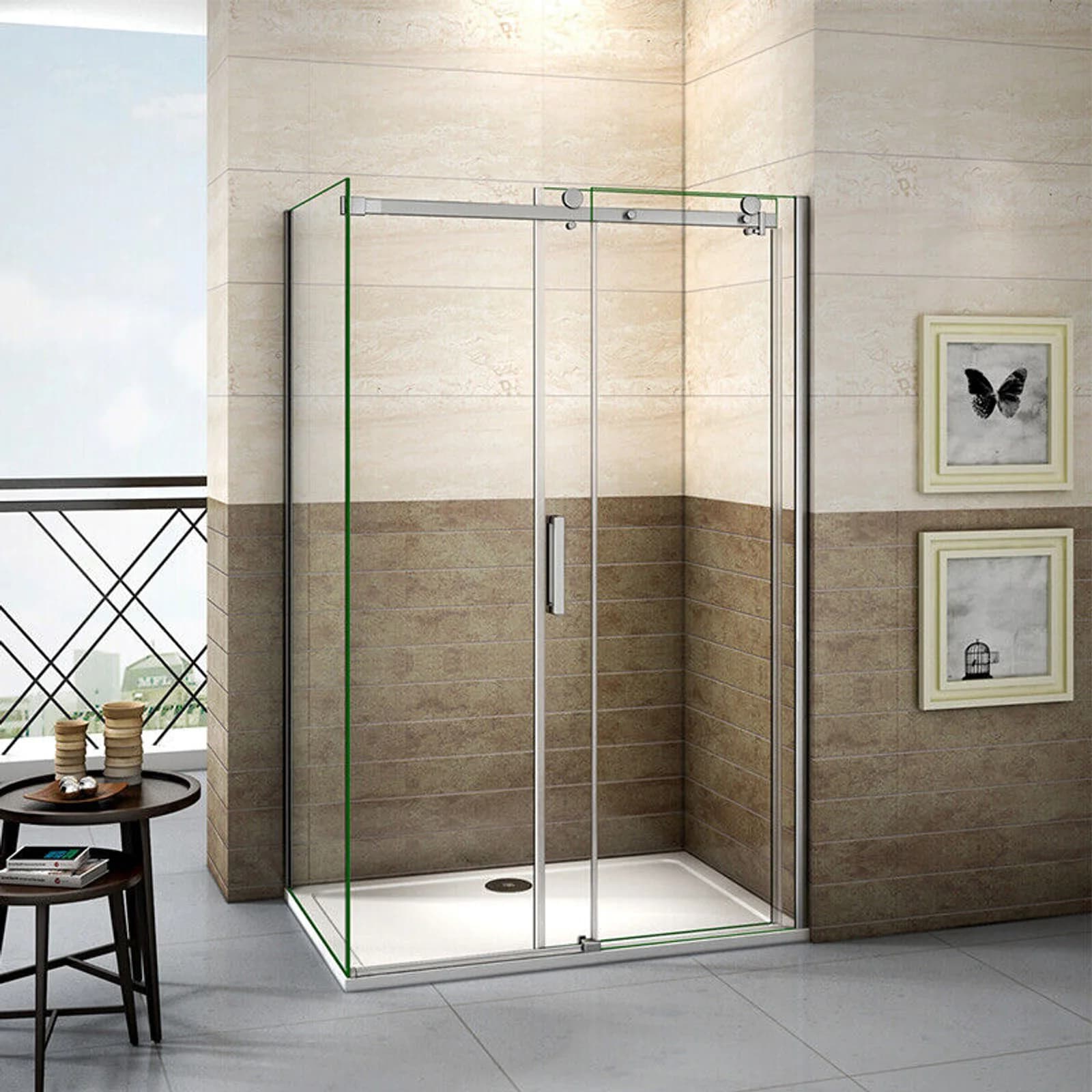 Frameless Sliding Shower Door 1100 With Side Panel