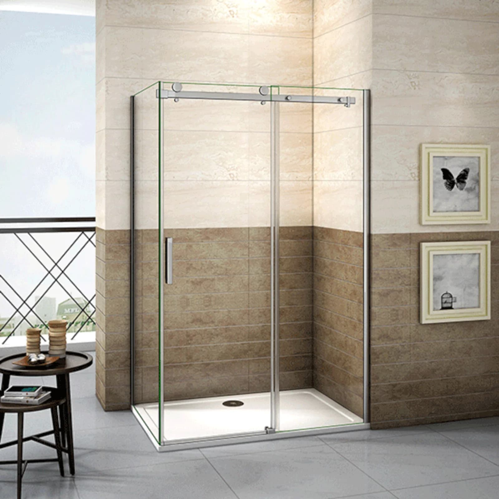 Frameless Sliding Shower Door 1200 With Side Panel
