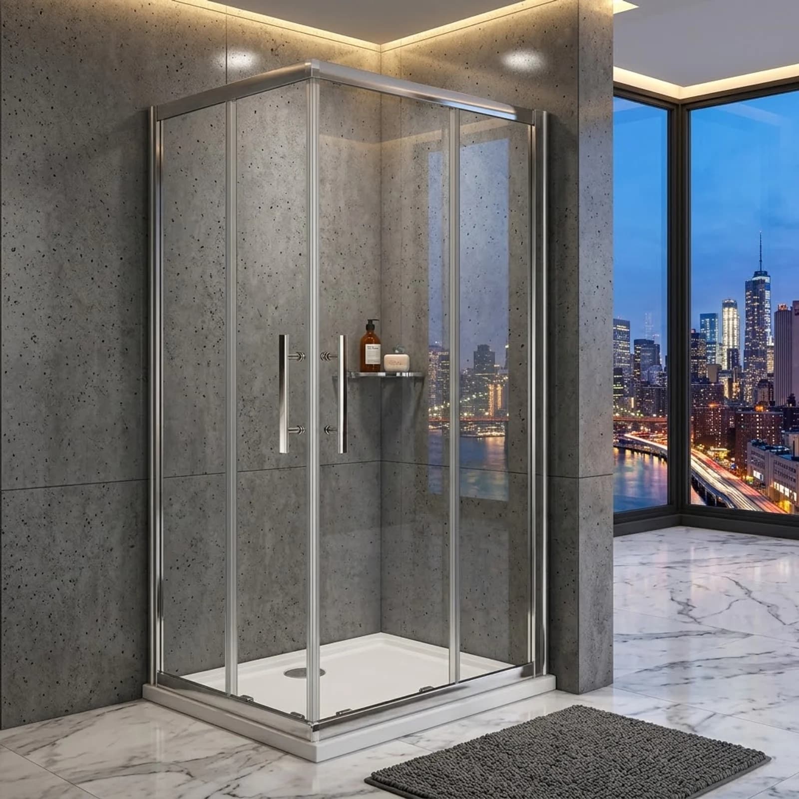 Offset Corner Entry Shower Door 900 X 760