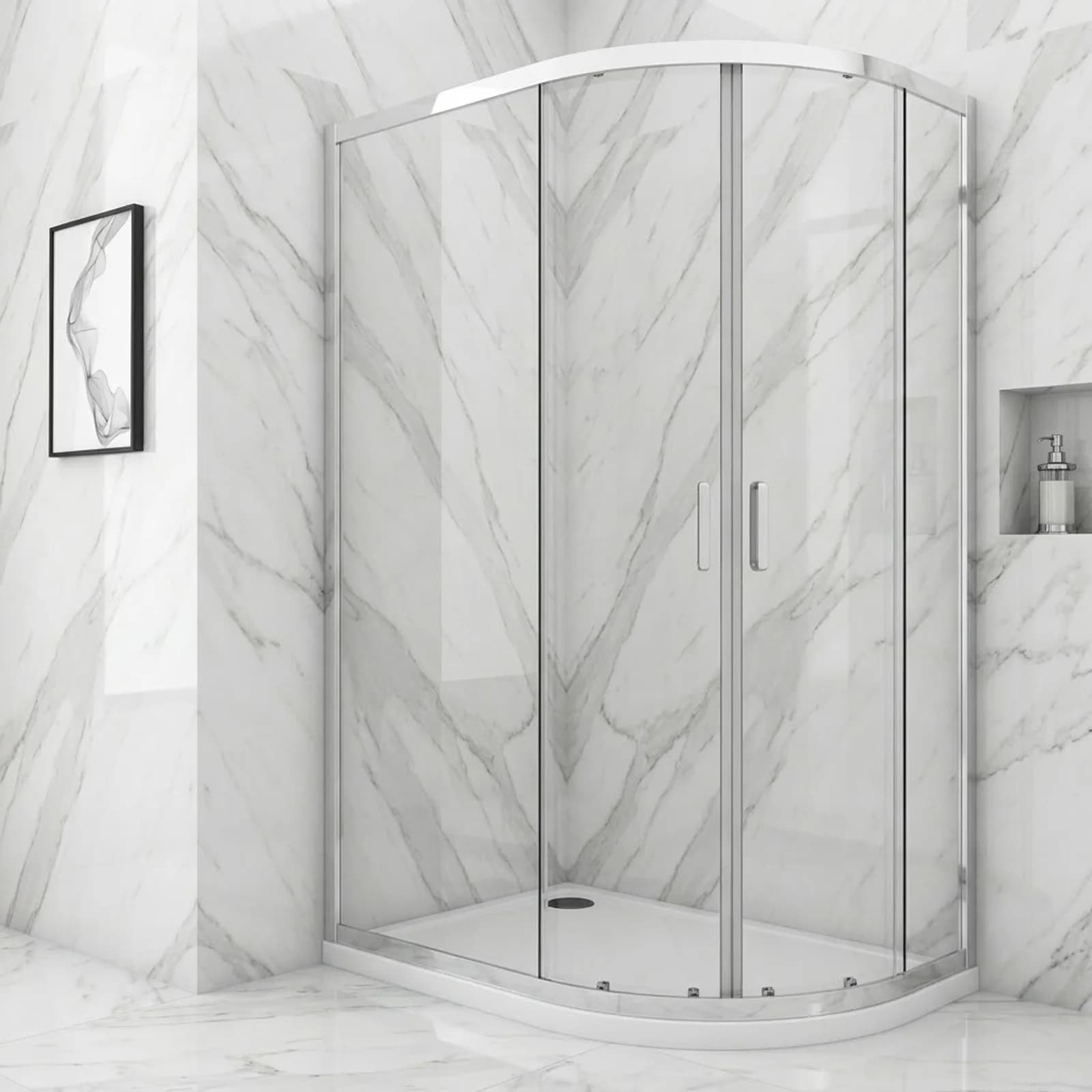 Roma Quadrant Shower Door 1200 X 800mm - Chrome