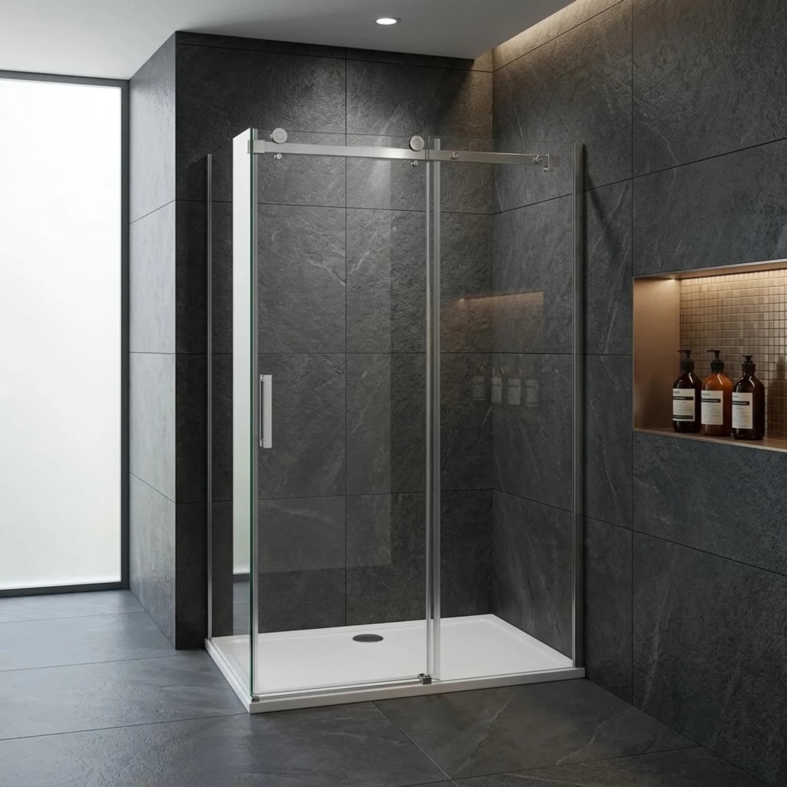 Frameless Sliding Shower Door 1200 With Side Panel