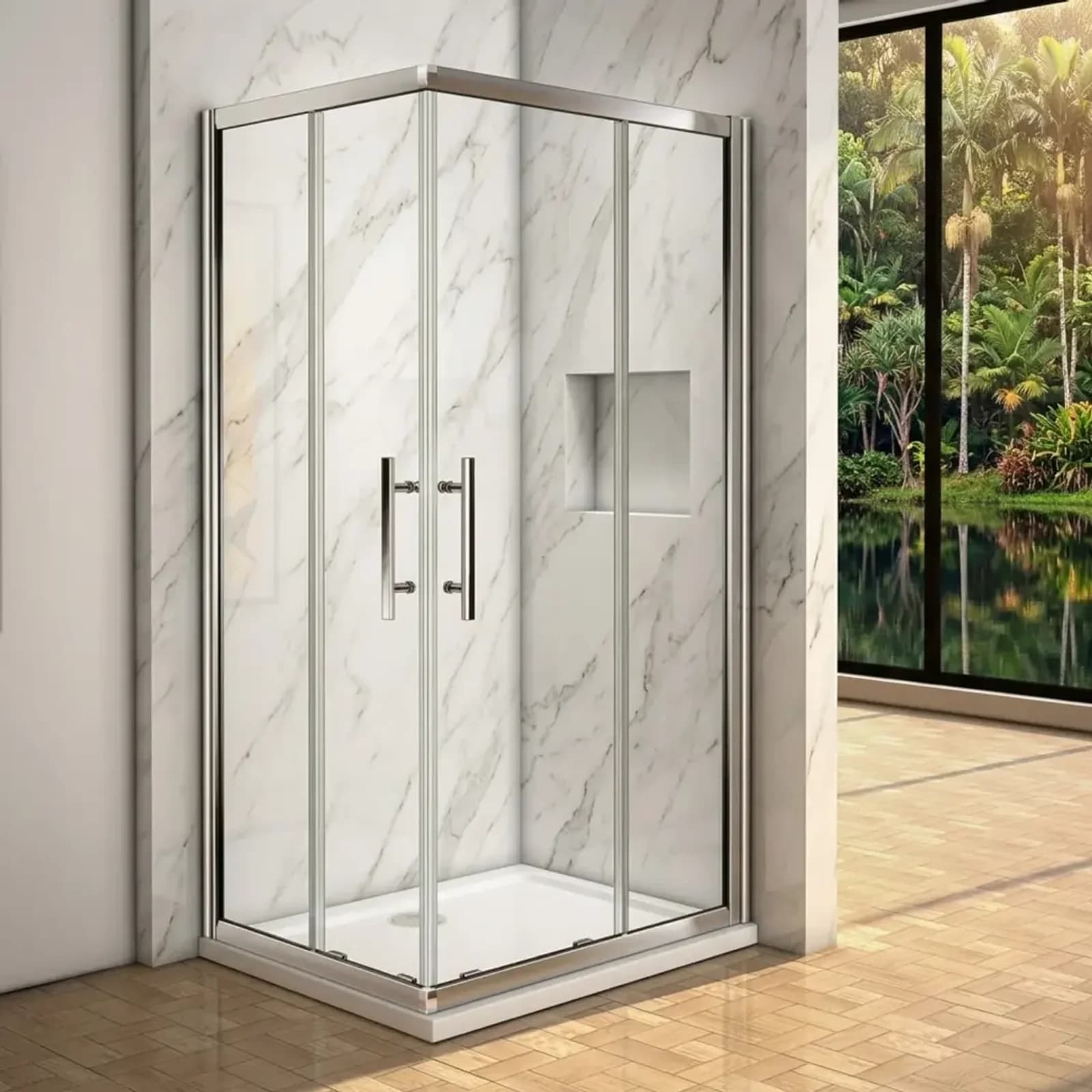 Offset Corner Entry Shower Door 1200 X 900