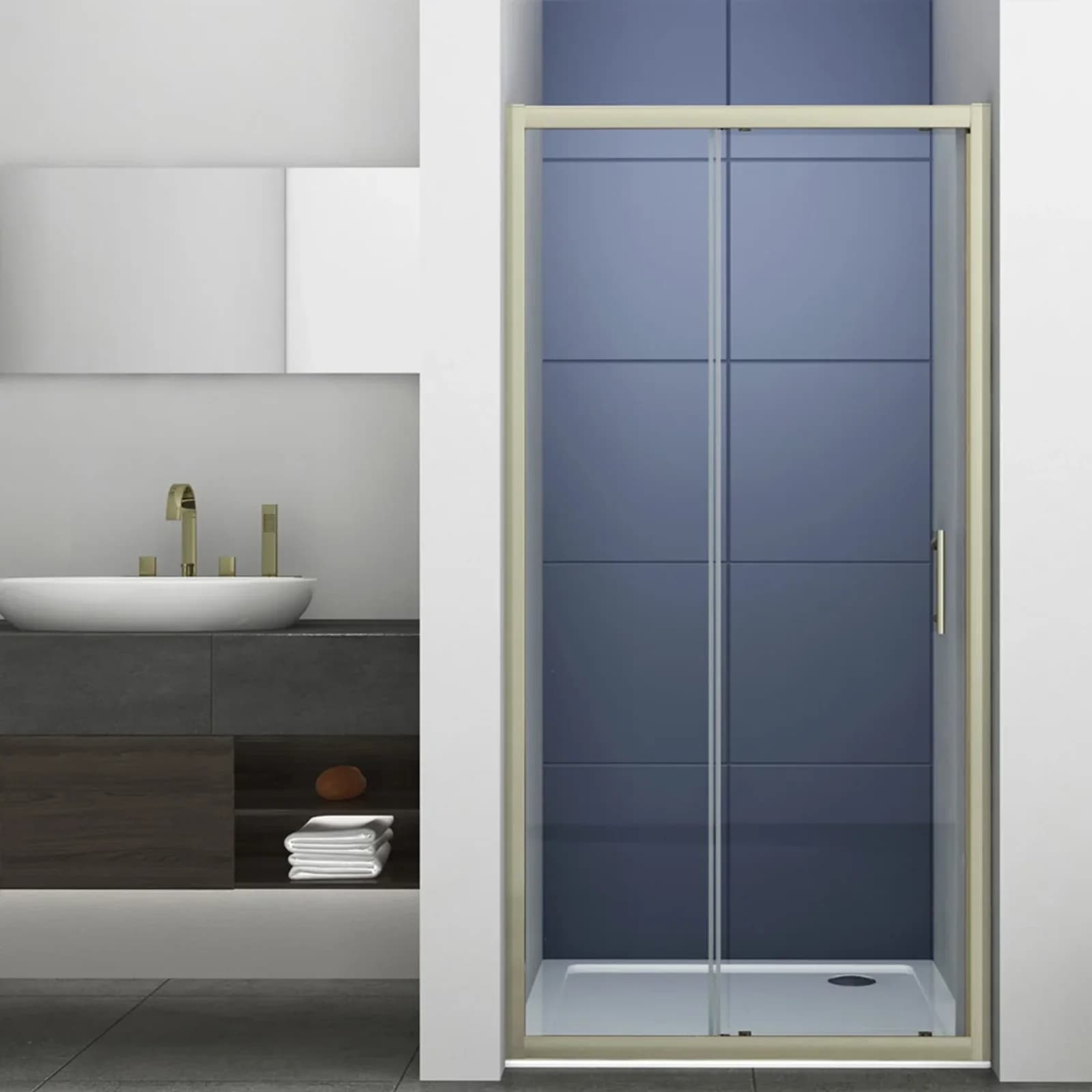 1200mm Sliding Shower Door - Brushed Brass