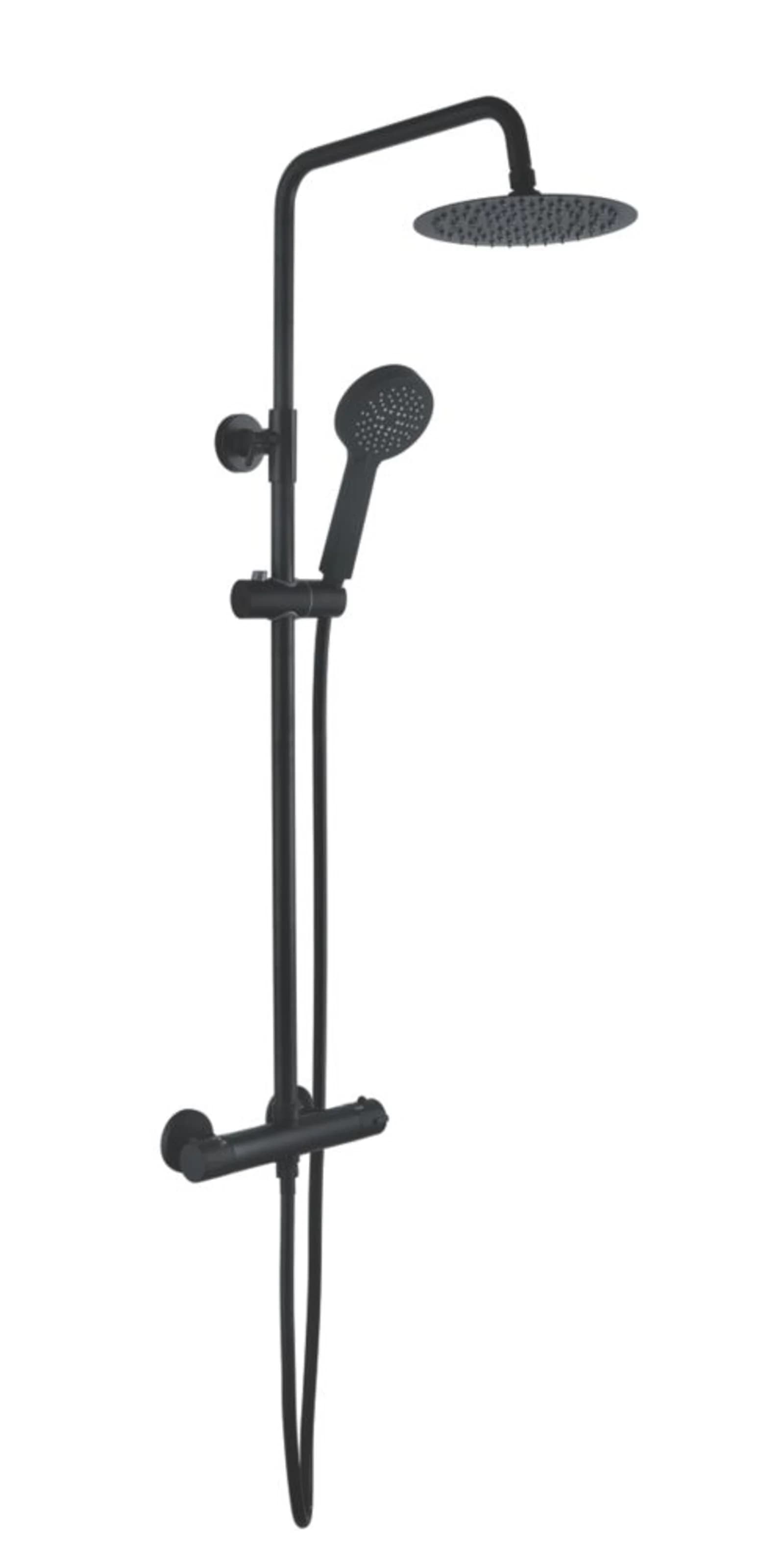Highlife Bathrooms Spey Series 2 Rear-fed Exposed Matt Black Thermostatic Shower